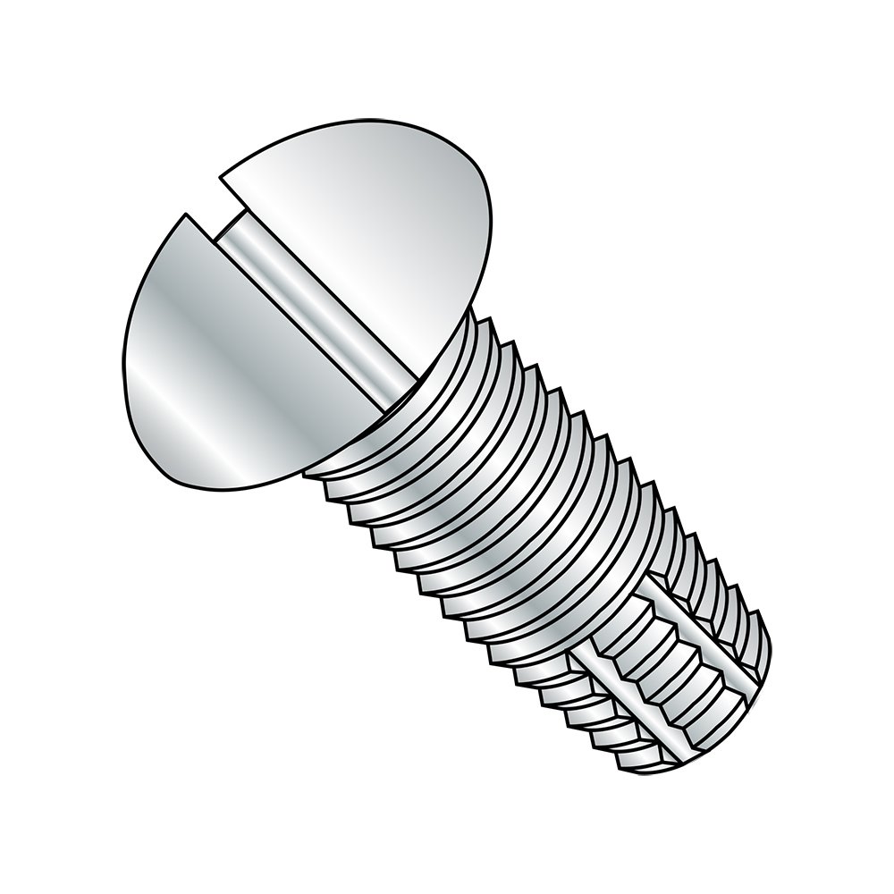 Small Parts 0808FSR Zinc Plated Steel Thread Cutting Screw, Round Head Slotted Drive Type F, #8-32 Thread, 1/2