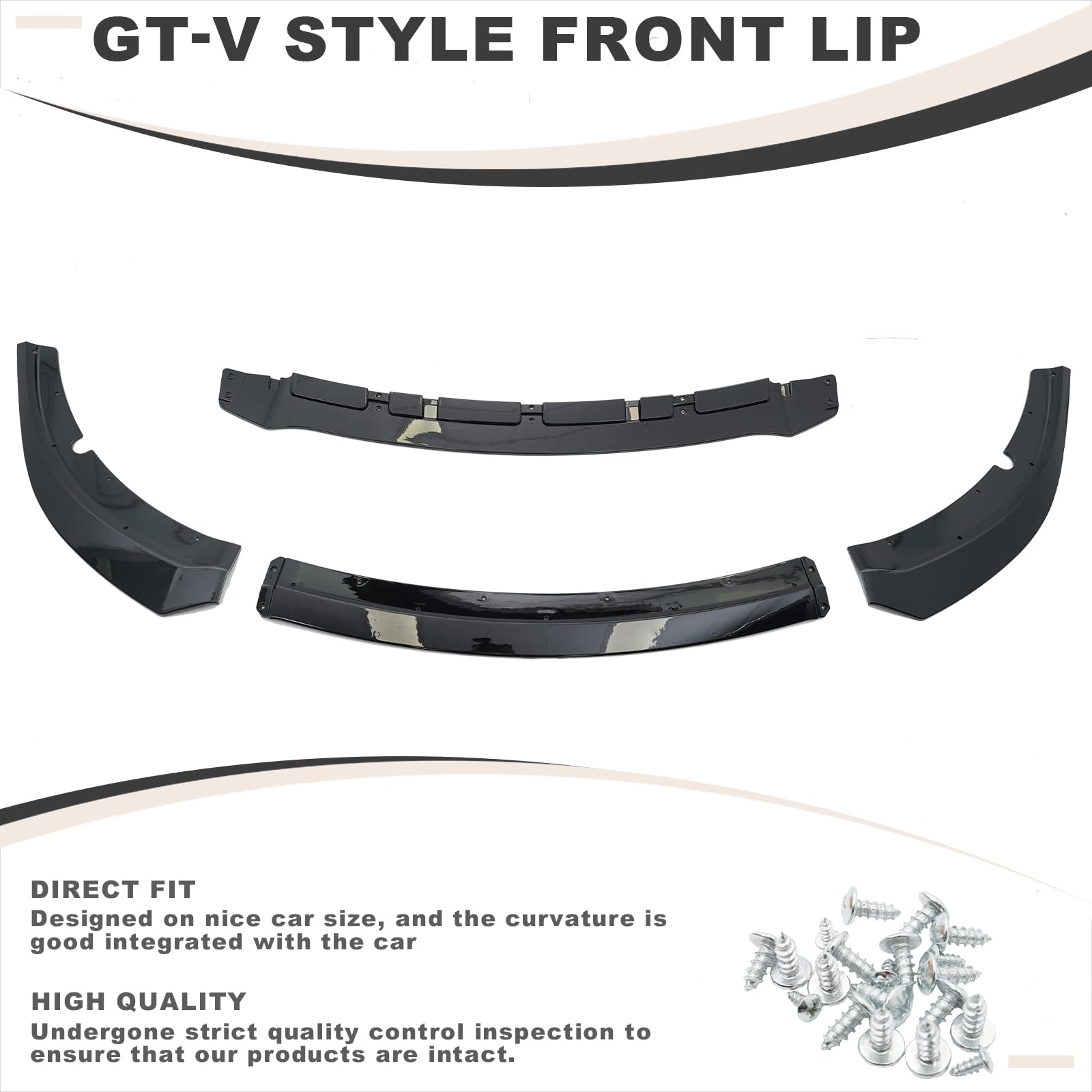 Gloss Black Front Bumper Lip Splitter for 2015-2023 Dodge Charger SRT/GT - ABS Lower Protector & Air Dam Chin Spoiler - Enhances Aerodynamics & Style for Street Racing & Car Shows