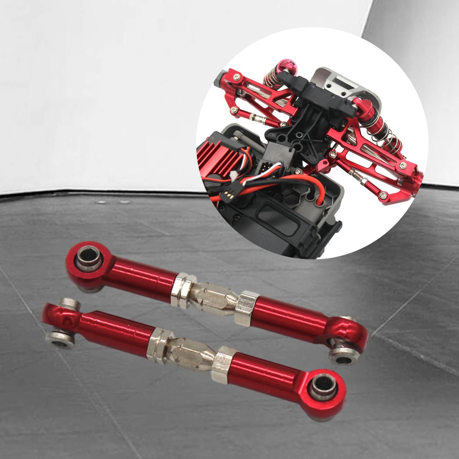B Baosity 2Pcs High Strength RC Car Steering Link Rod & Turnbuckles - Replacement Linkage Rod Ends for 1/16 H16 16208 Models - Perfect for DIY Upgrades & Off-Road RC Car Racing Accessories (Red)