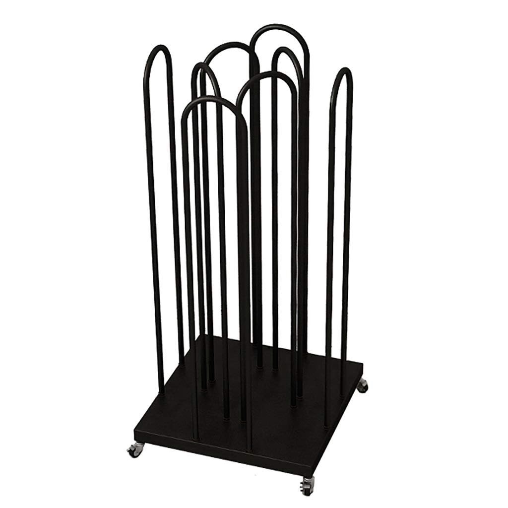 SAFWEL 4-Side Storage Hanger Stacker Cart with Wheels - Heavy Duty Iron Frame Hanger Organizer Holds 150 Clothes Hangers - Space Saving Closet Storage Solution for Bedroom, Laundry Room & Retail Stores