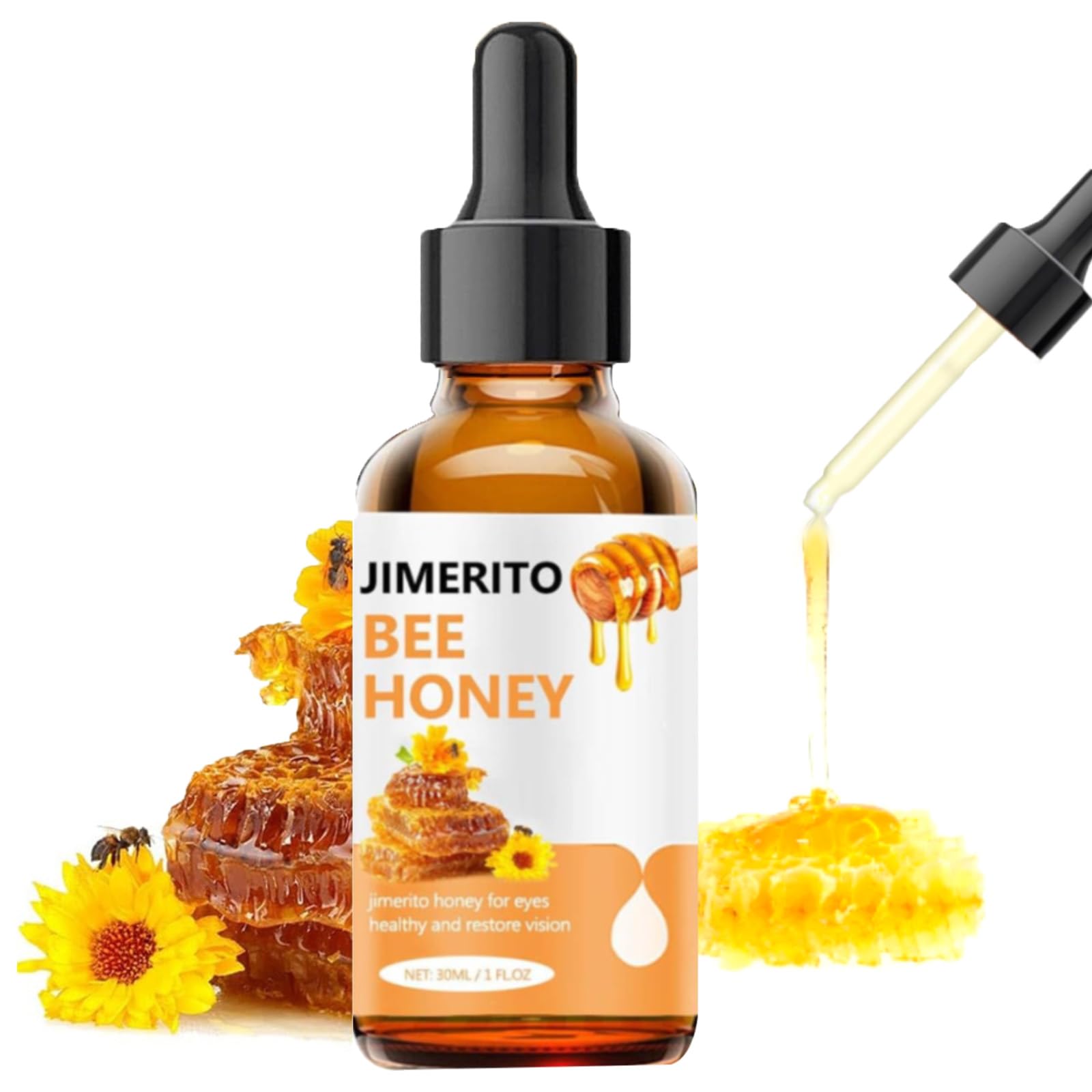 Jimerito Pure Stingless Bee Honey Eye Drops - Natural Moisturizing & Soothing Relief for Dry Eyes - 1pc - Perfect for Daily Eye Care & Contact Lens Wearers
