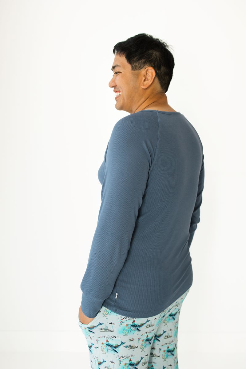 Cornflower Blue Ribbed Raglan Top for Women - Stylish & Comfortable Casual Wear for Everyday Outfits