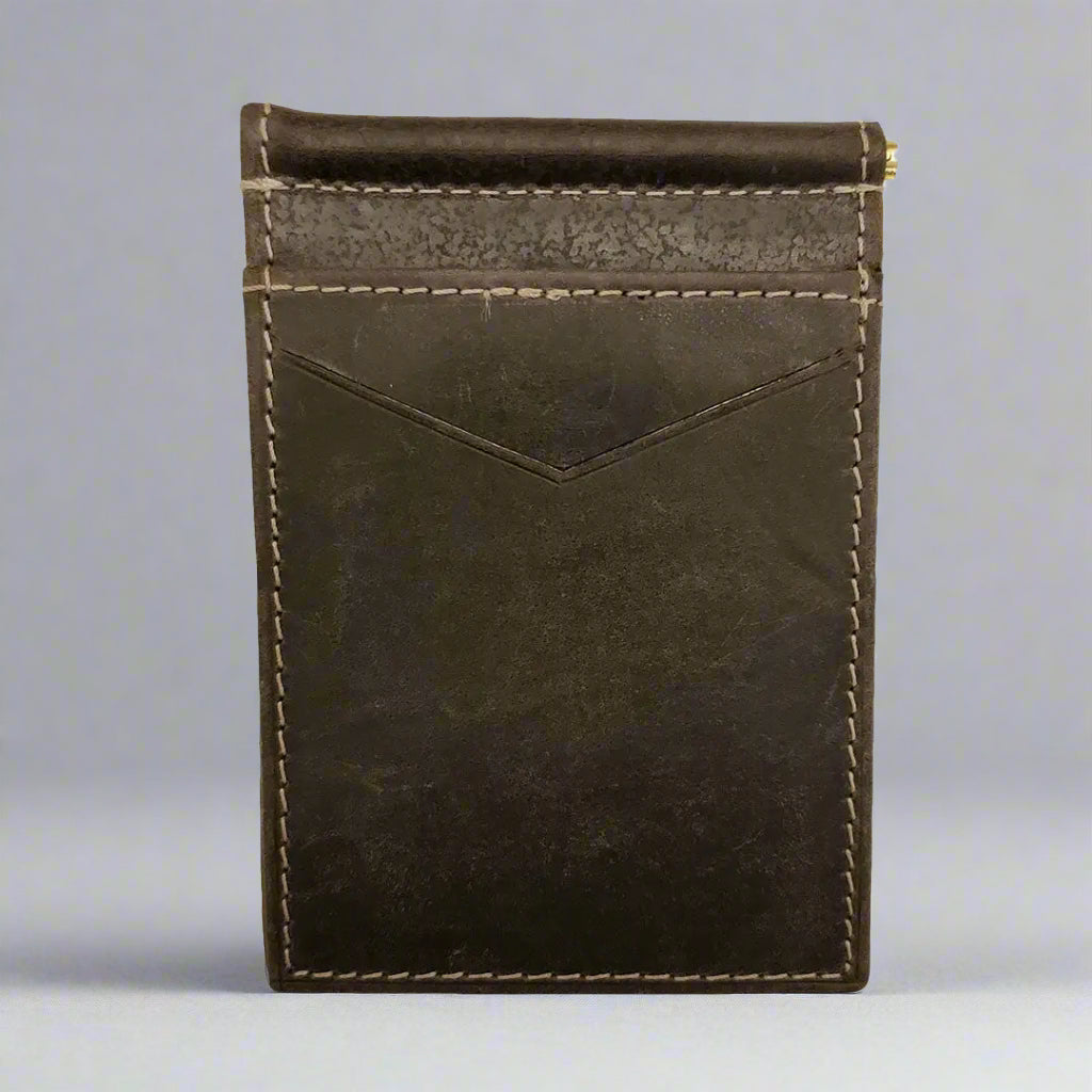 BOL Men's Distressed Leather Money Clip Wallet - Slim RFID Blocking Bifold Wallet for Cash & Cards - Perfect for Business, Travel and Everyday Use