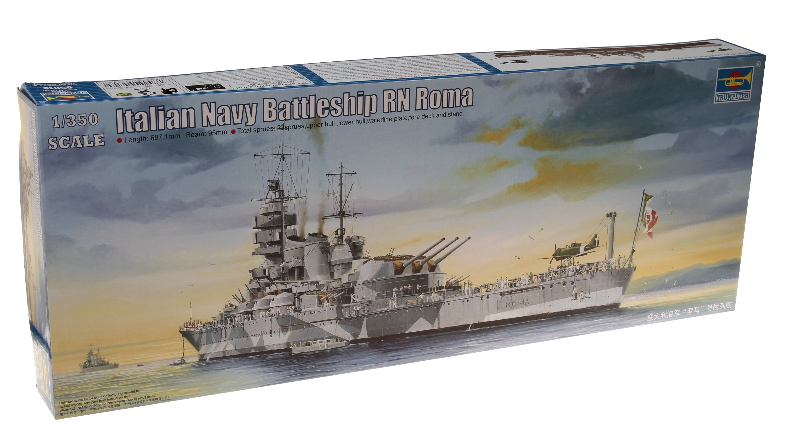 Trumpeter 1/350 Scale RN Roma Italian Navy Battleship Model Kit - Premium Collectible Warship for Display & Wargaming - Perfect for History Buffs & Military Enthusiasts