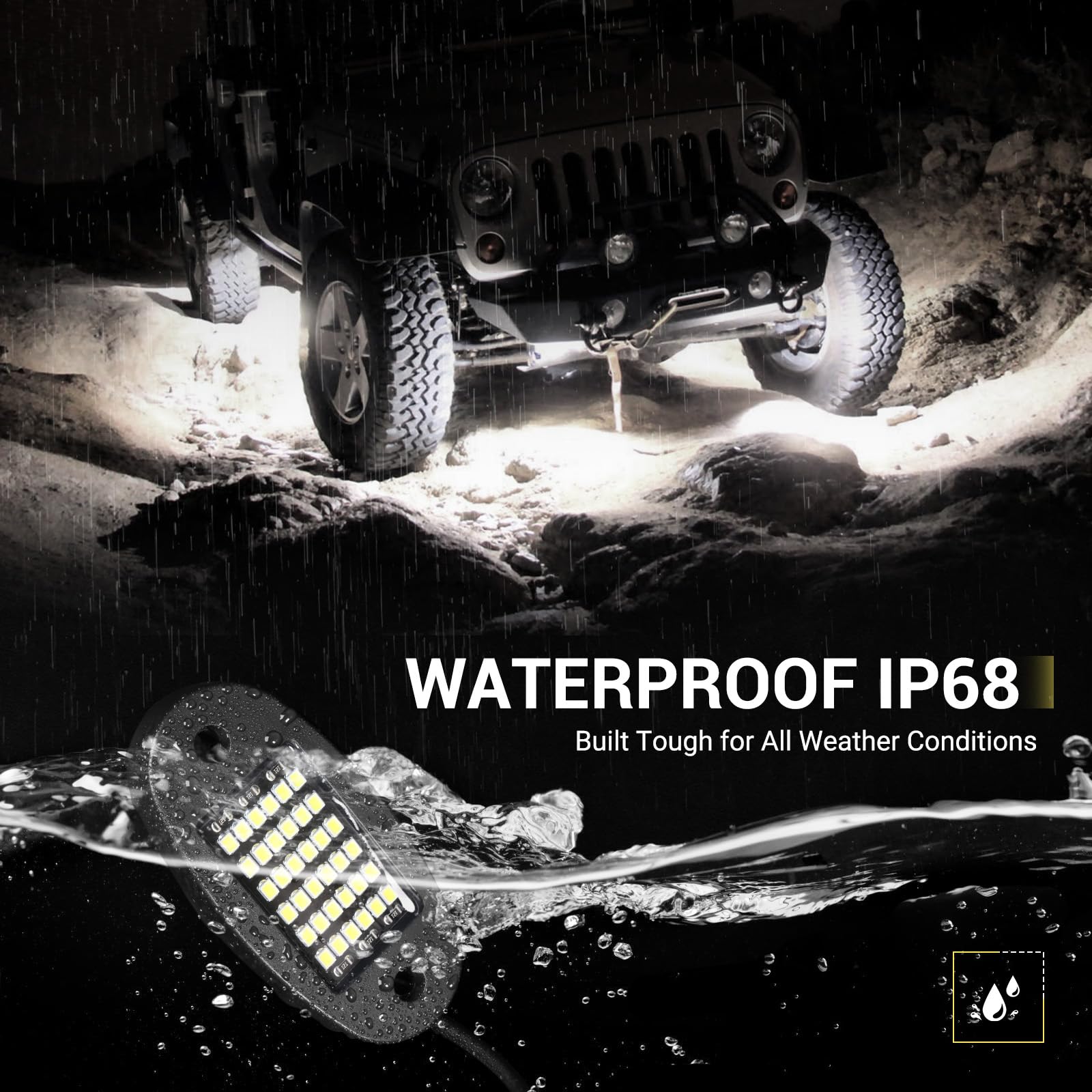 20 Pods White Rock Lights 6000K Pure White - 36 LEDs SMD Super Bright Neon Underglow Lights IP68 Waterproof for Trucks, SUVs, UTVs, ATVs, RZRs, Cars & Boats - Perfect for Off-Roading, Night Driving & Vehicle Customization (White)