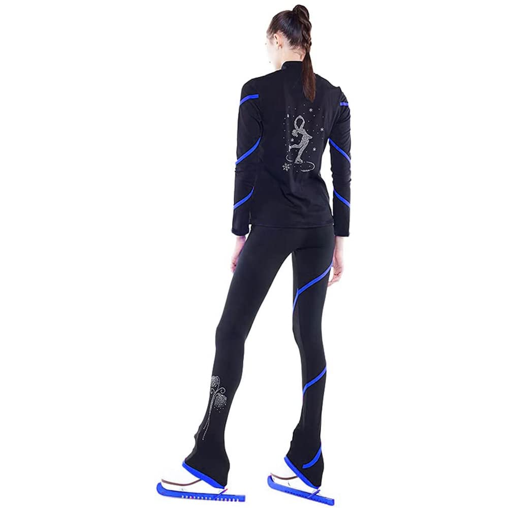 LIUHUO Figure Skating Spiral Jacket & Fleece Pants Set for Girls and Women - Warm Yellow Winter Training Outfit for Ice Skating Practice and Cold Weather Sports