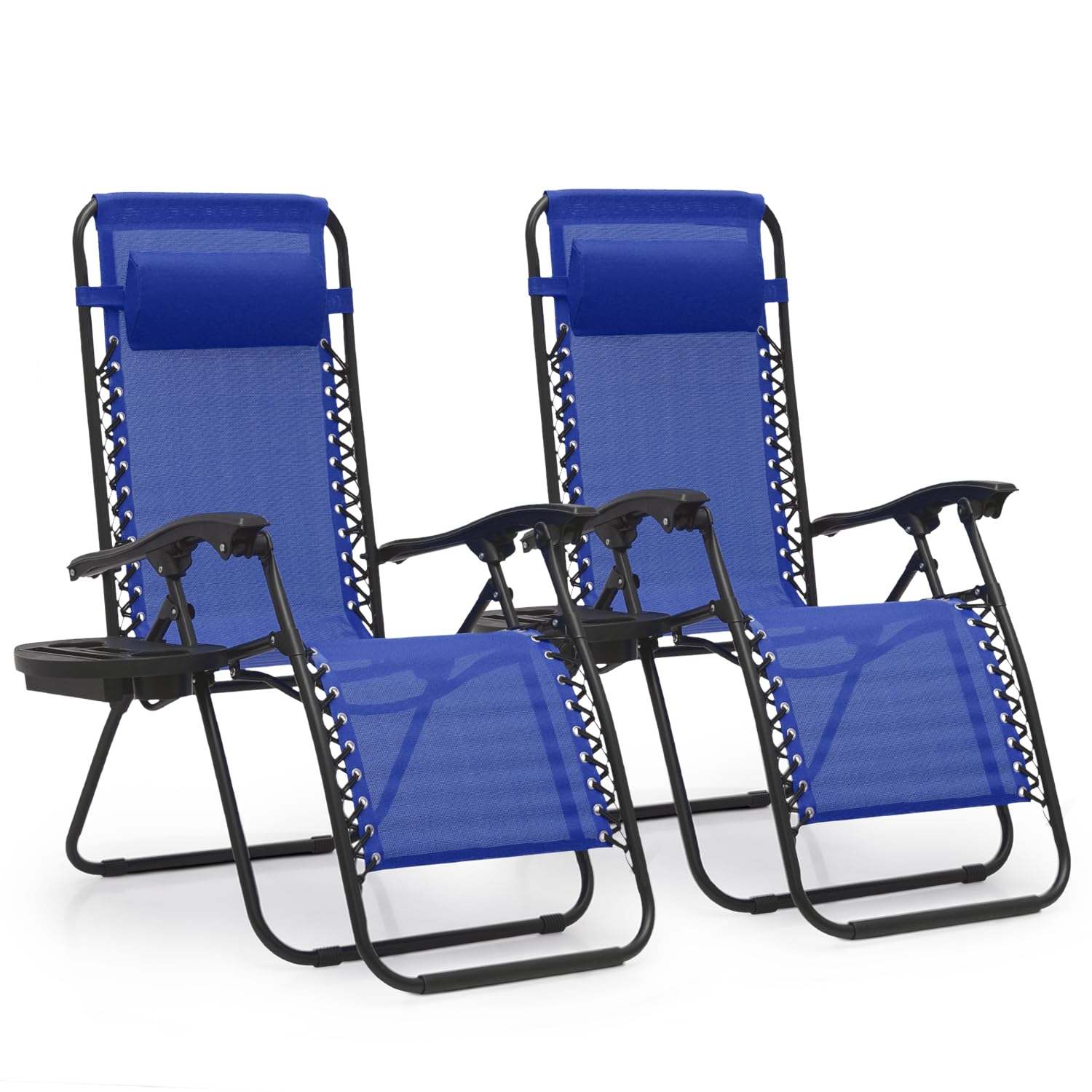MoNiBloom Zero Gravity Chairs Set of 2 - Outdoor Folding Patio Lounge Chairs for Backyard, Poolside & Beach - Heavy Duty Reclining Lawn Chairs for Adults - Comfortable Relaxation in Blue - Perfect for Sunbathing, Camping and Backyard Lounging
