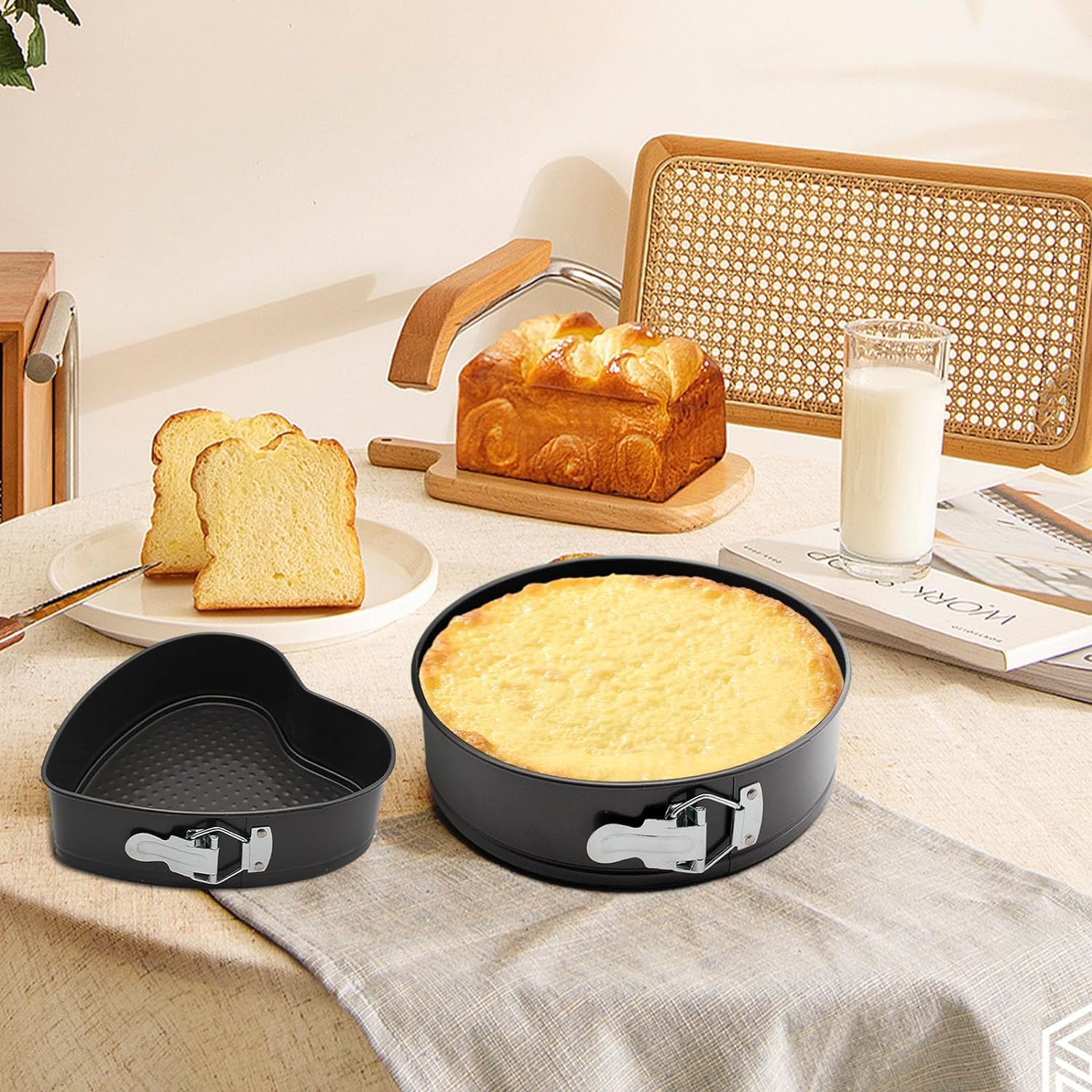 3-Piece Heart Springform Cake Pan Set - Nonstick, Durable Baking Pans with Removable Bottom - Perfect for Valentine's Day, Weddings & Birthday Cakes