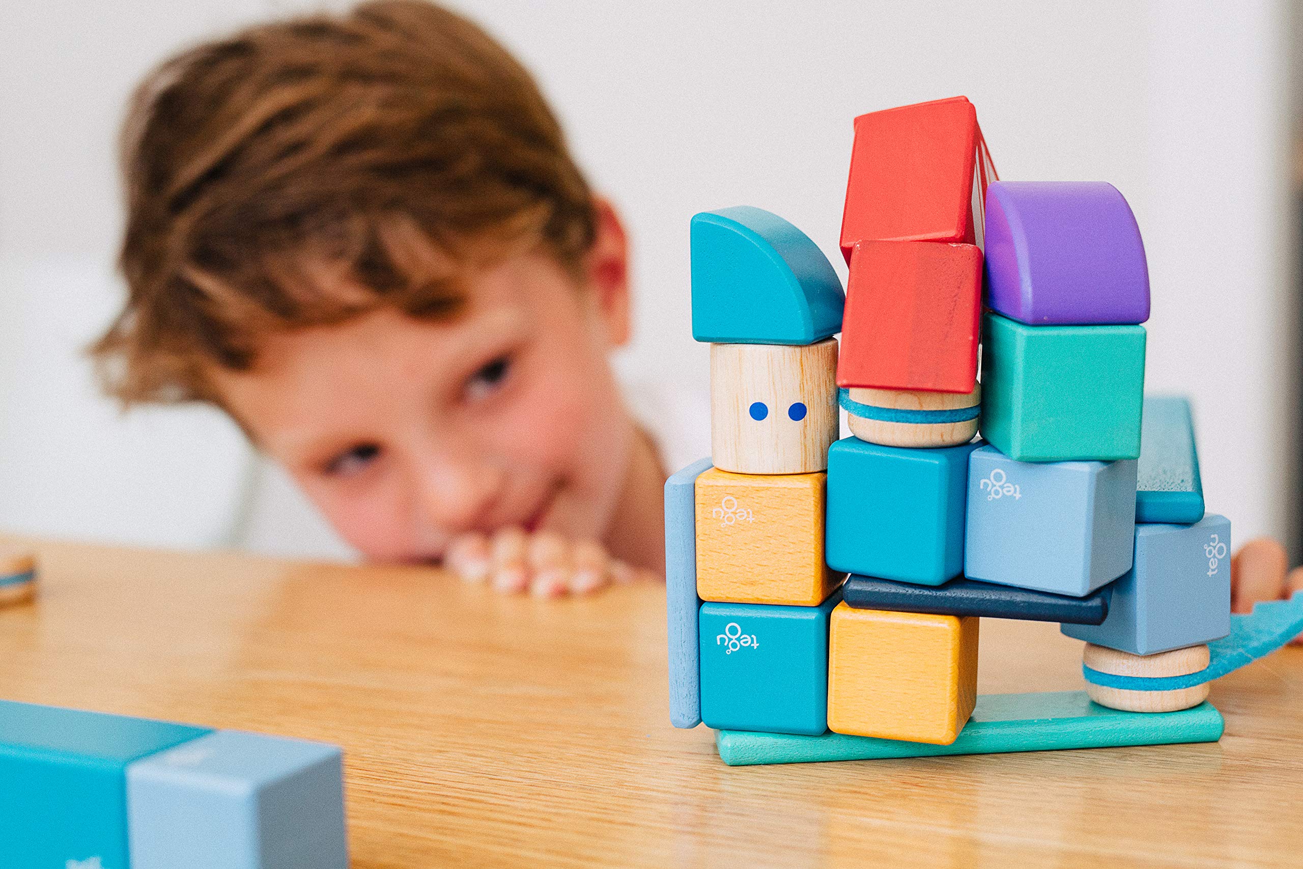130-Piece Tegu Magnetic Wooden Block Set for Kids – STEM Educational Building Toys for Classroom & Home Learning – Creative Construction Play for Ages 3+