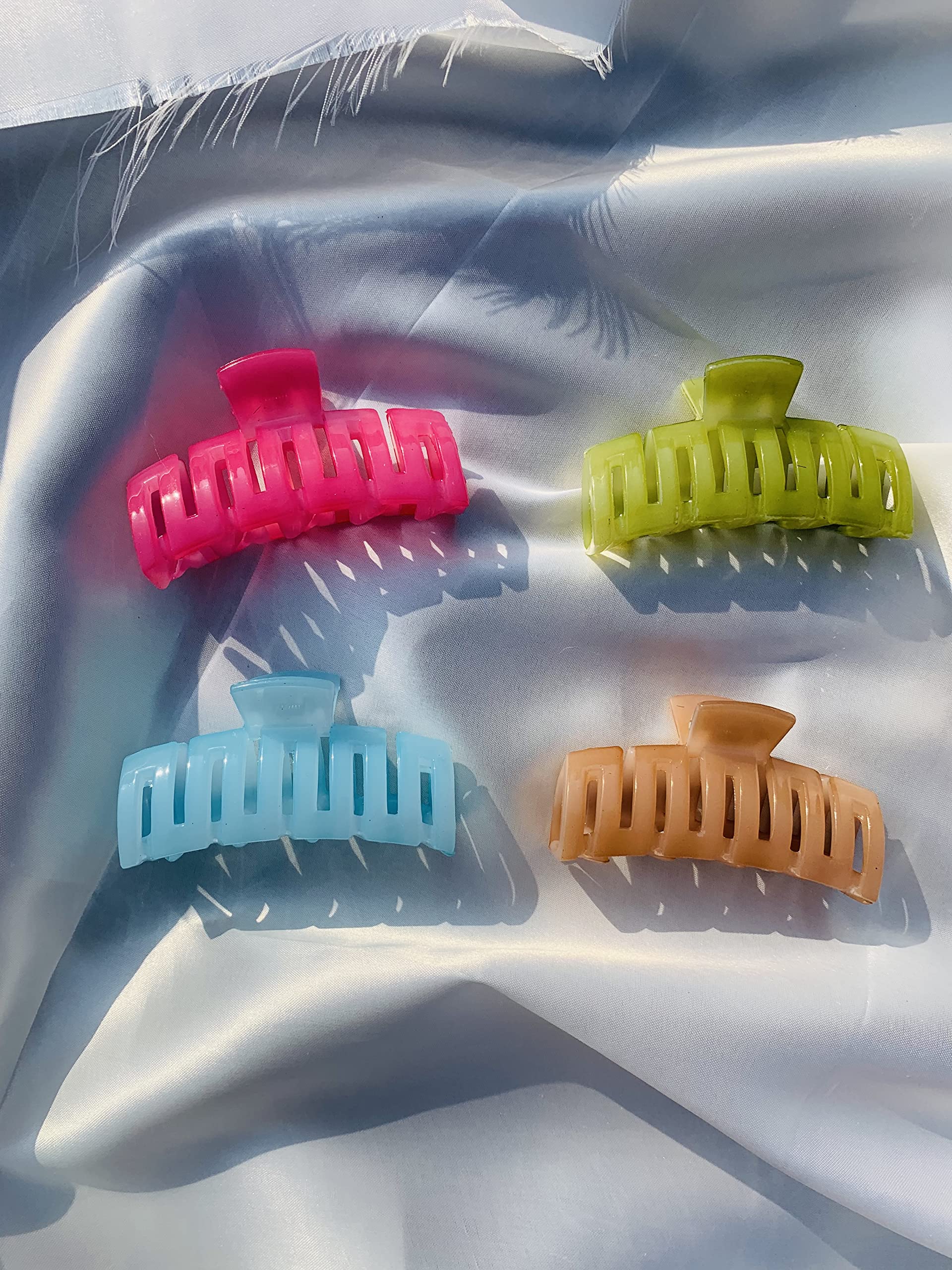 SIMMI Large Acrylic Hair Clips for Women - Fashionable Hair Claws & Clutchers - Trendy Hair Accessories for Girls & Women - Multi Color Set of 2 - Perfect for Work, Parties & Everyday Styling