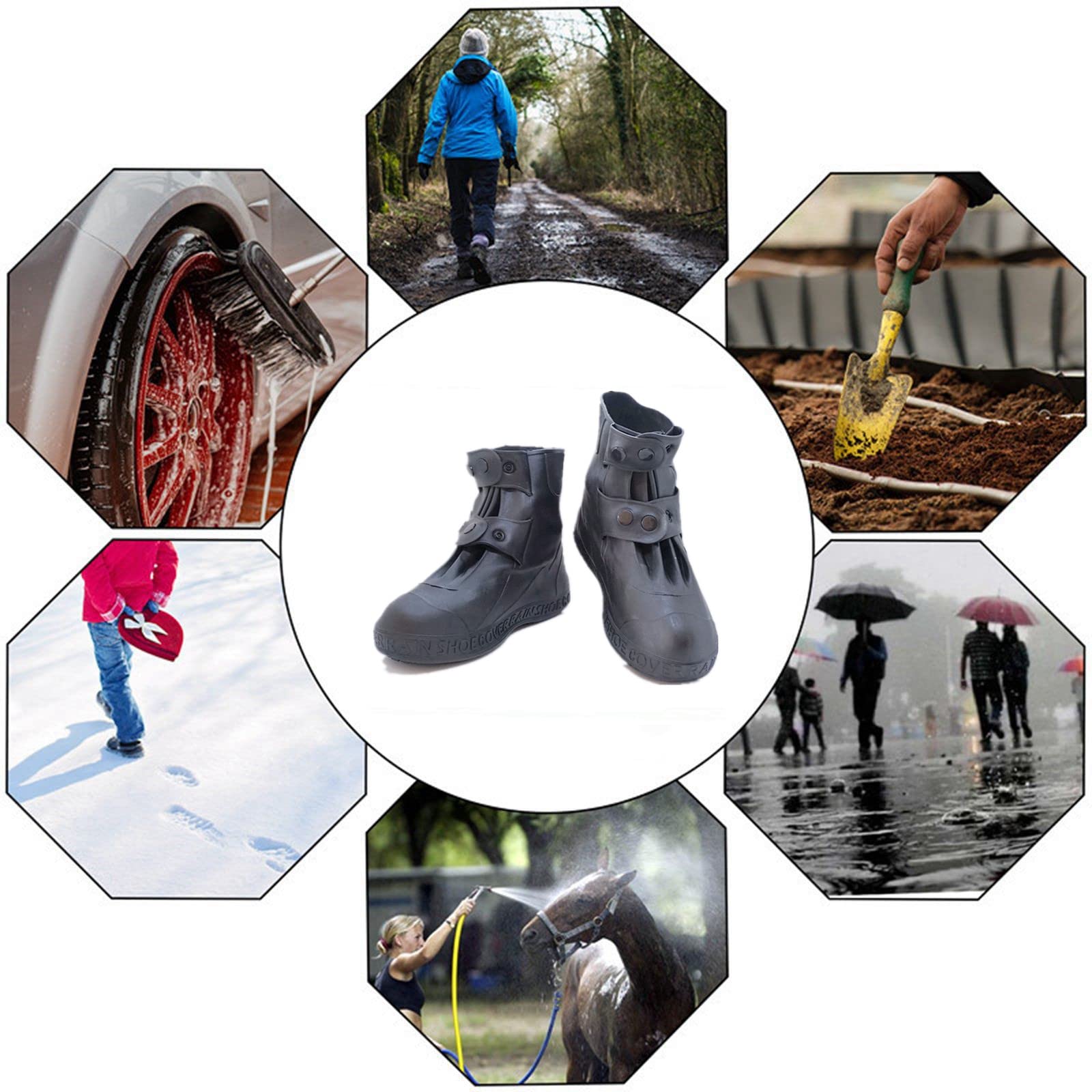 Waterproof Reusable Non-Slip Silicone Shoe Covers for Men & Women - Durable Rain Boot Protectors for Walking, Hiking & Outdoor Activities