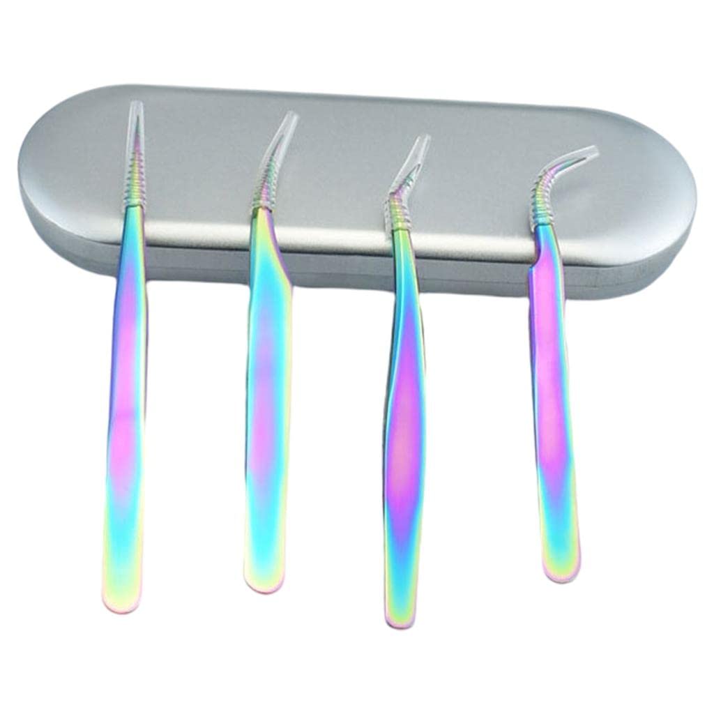 Professional Precision Stainless Steel Eyelash Extension Tweezers - Salon Quality Eyelash Extension Tools for Perfect Lash Application - Ideal for Lash Artists, Beauty Salons & DIY Home Use