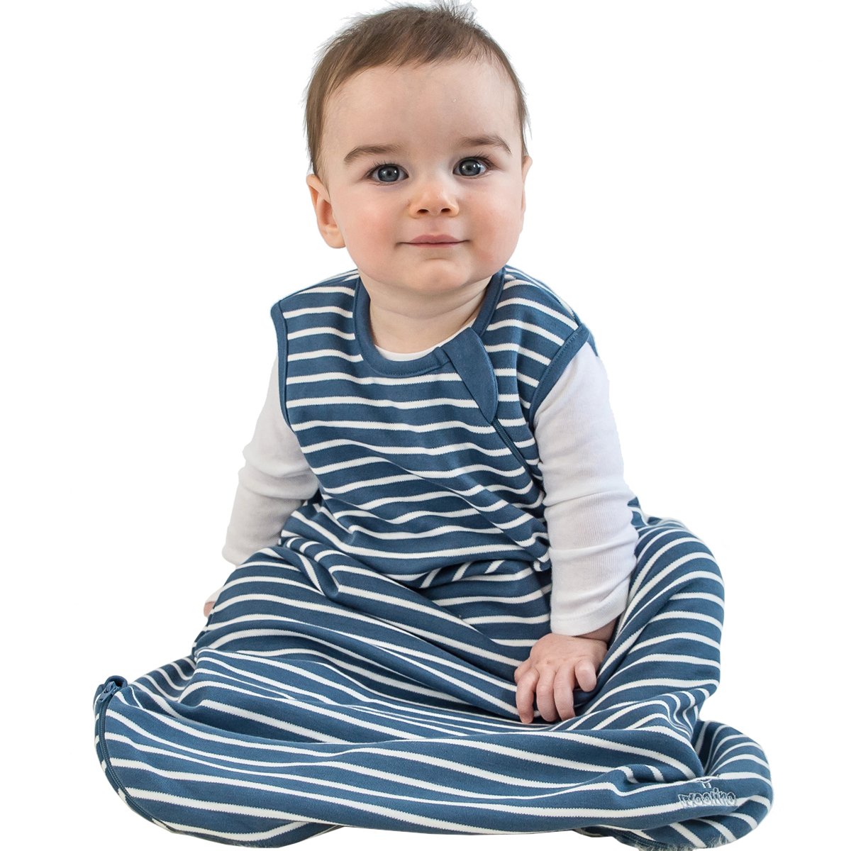 Woolino 4-Season Merino Wool & Organic Cotton Baby Sleep Sack - Two-Way Zipper Sleeping Bag for Infants & Toddlers 6-18 Months - Navy Blue - Perfect for Nursery, Daycare & Travel