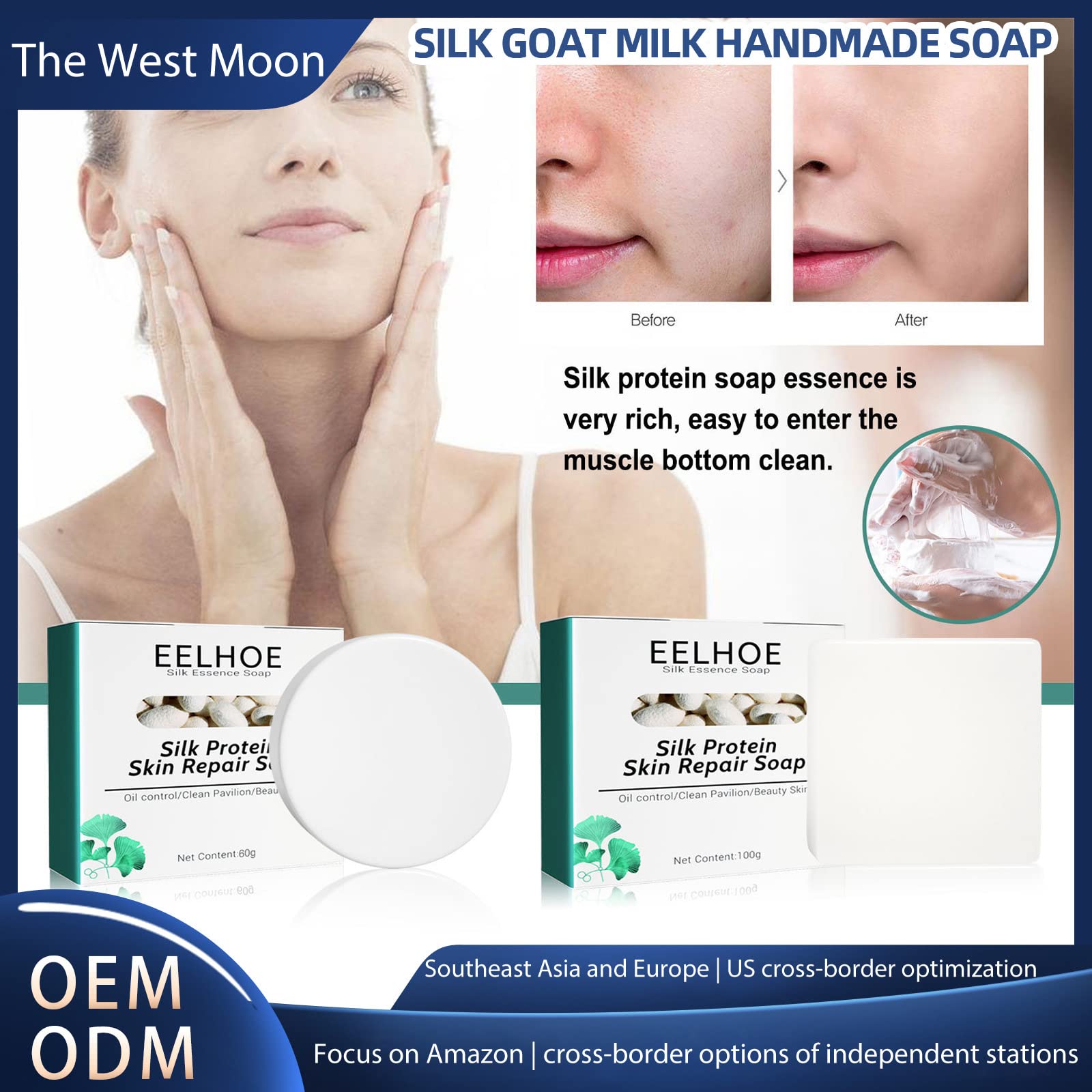 Pure Silk Protein Goat Milk Soap Bar for Face & Body - Deep Cleansing, Moisturizing & Skin Repair - Removes Mites & Soothes Dry, Itchy, Sensitive Skin - Natural Goat Milk Skincare for Daily Use & Spa Treatments