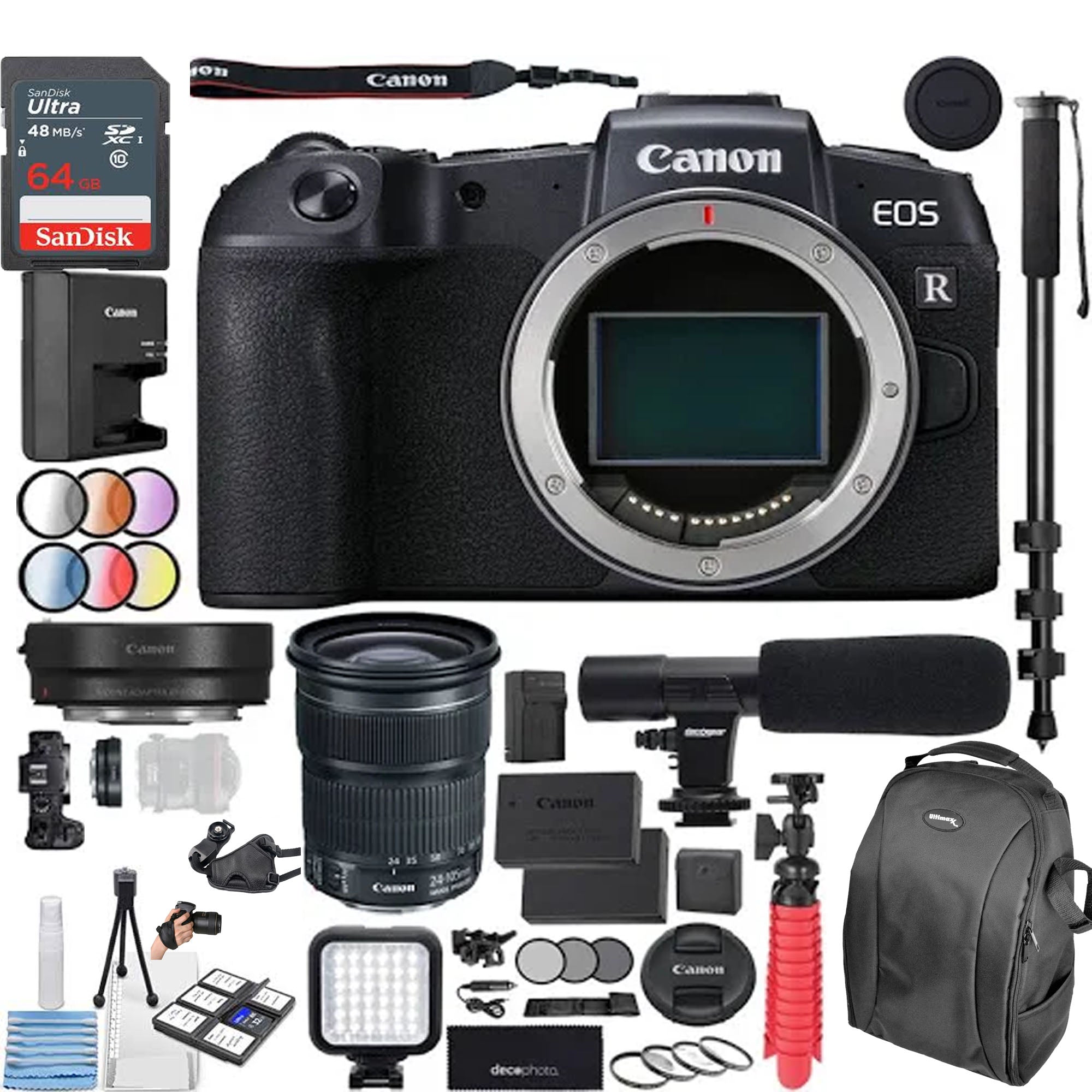 Canon EOS RP Full Frame Mirrorless Camera with EF-EOS R Adapter & EF 24-105mm f/3.5-5.6 IS STM Lens Kit - Professional Photography, Travel & Vlogging Bundle
