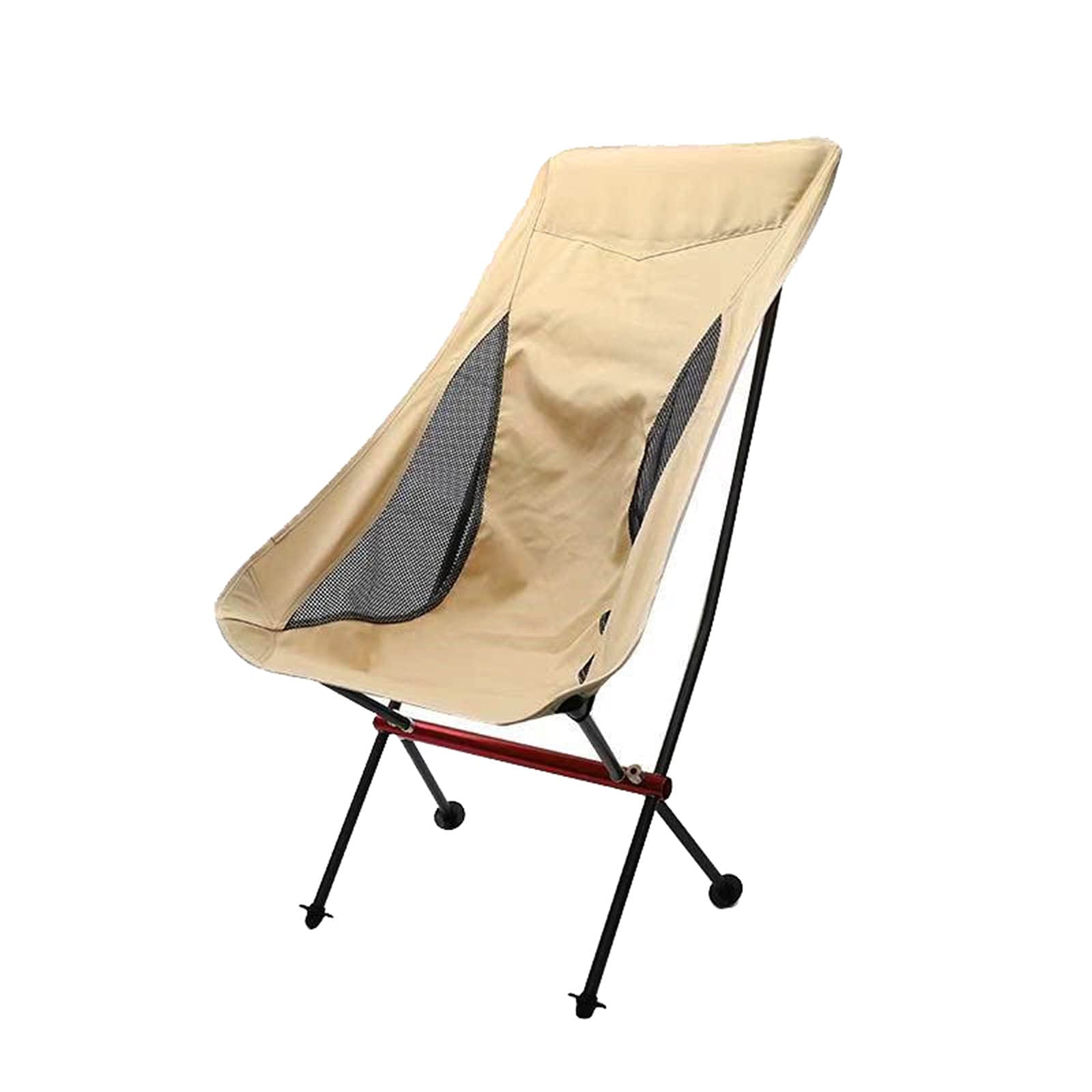 THINYA Ultralight Folding Camping Chair - 330lbs Heavy Duty Aluminum Alloy Frame, Portable Moon Chair for Outdoor, Picnic, Beach, BBQ & Fishing - Compact & Comfortable (Beige) | Perfect for Backpacking, Tailgating, and Beach Relaxation