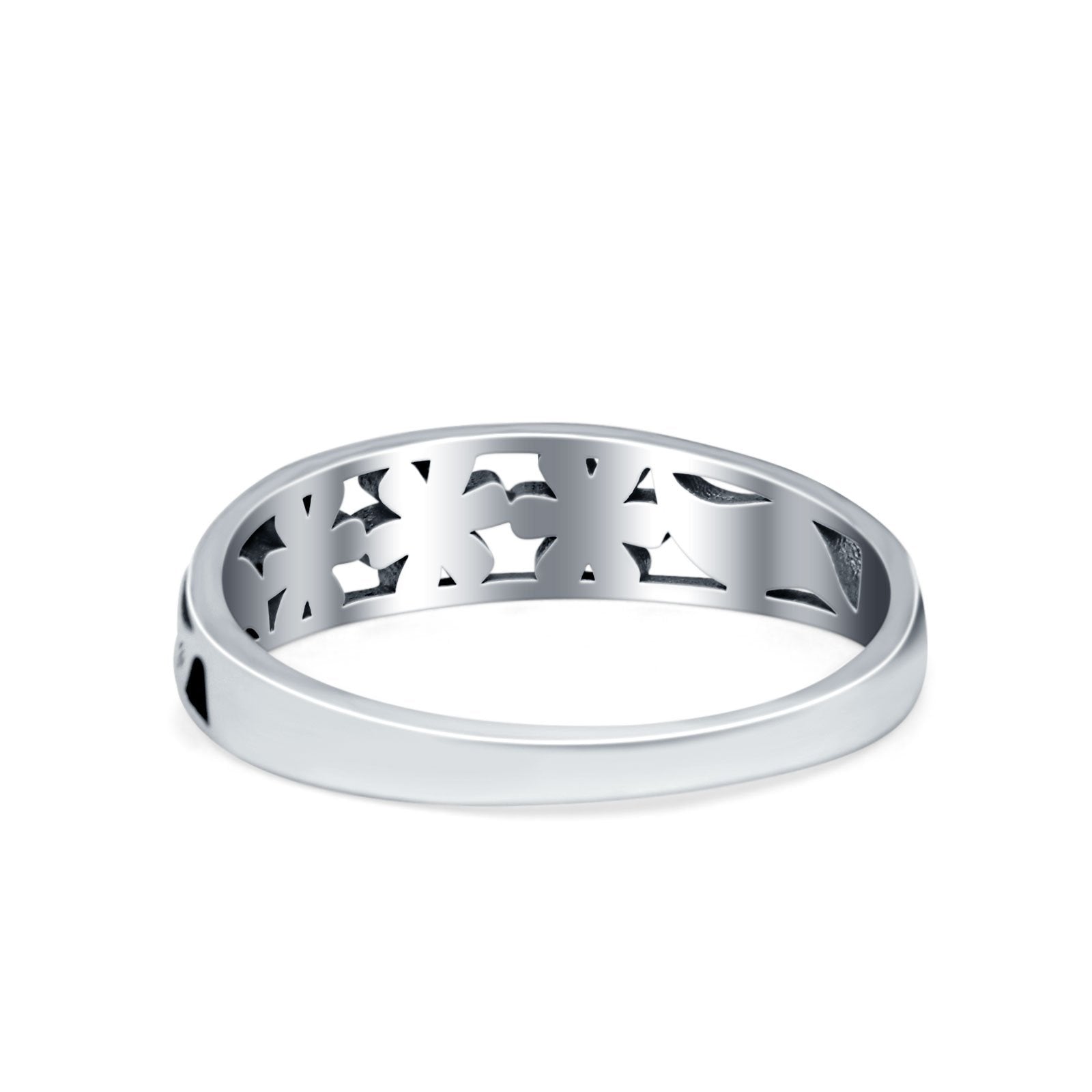 3 Flower Plain Ring Band Oxidized 925 Sterling Silver for Women - Elegant Vintage Jewelry Gift for Wedding, Anniversary & Everyday Wear