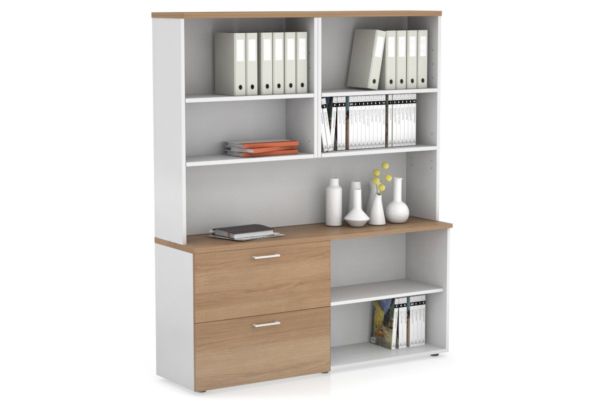 2-Drawer Small Filing Cabinet with Open Storage Hutch - Perfect for Office, Home, or Classroom Organization