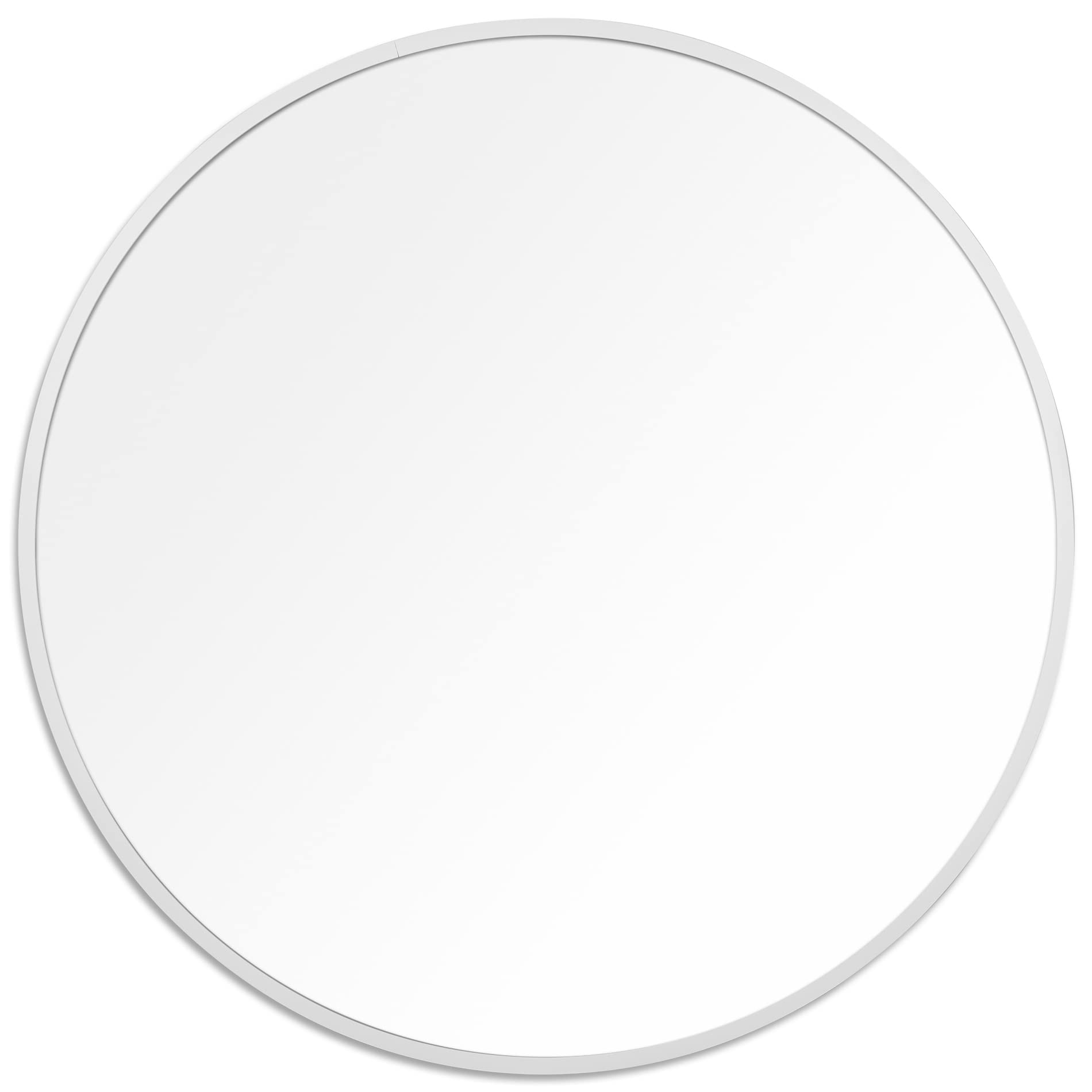 28 Inch White Round Wall Mirror - Art Deco Style Aluminum Circle Mirror for Bathroom, Living Room, Bedroom, Vanity & Home Decor - Perfect for Modern Interior Design & Space Enhancement