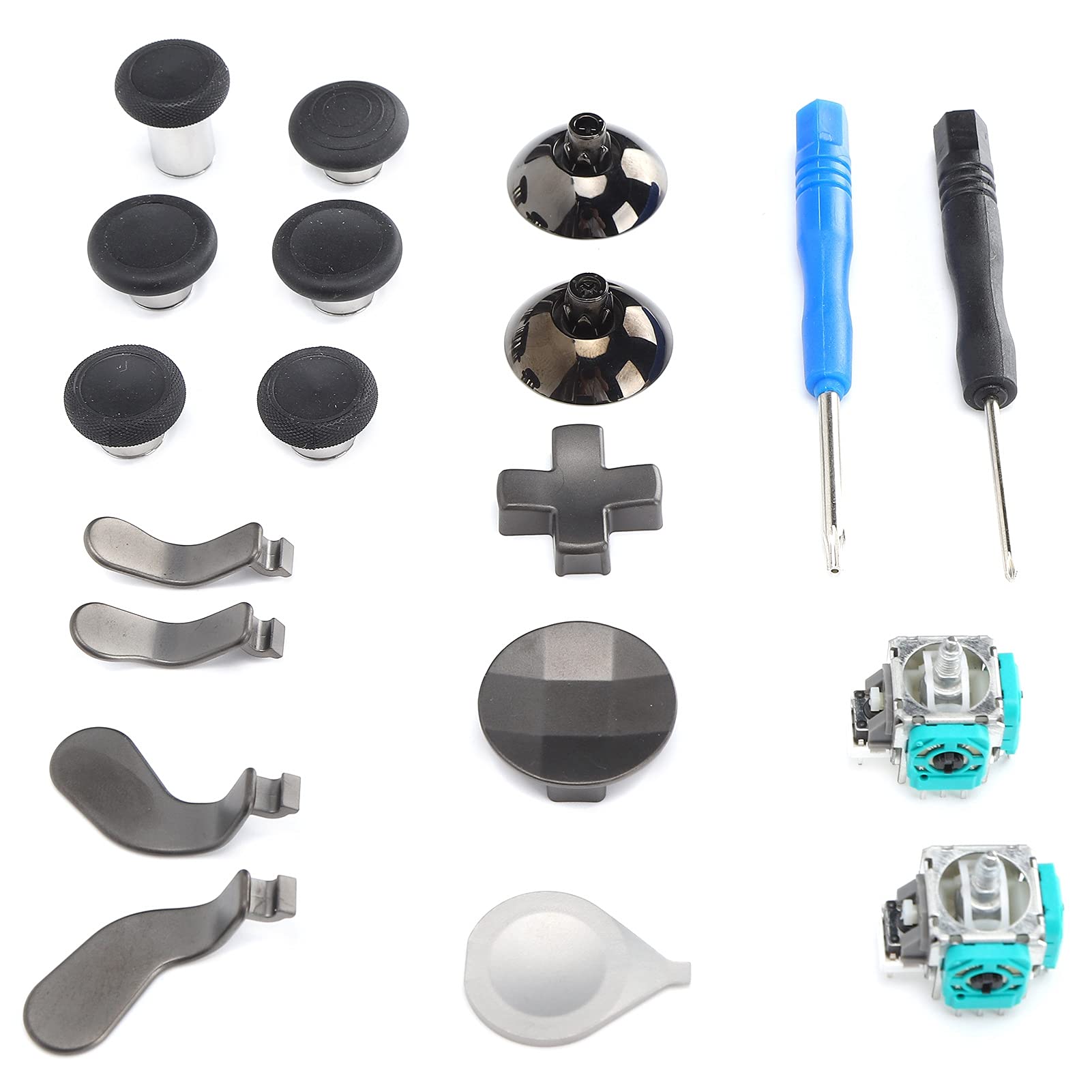Xbox One Elite 2 Controller Replacement Buttons Kit - 19-in-1 Metal Game Controller Button Set with Tools | Perfect for DIY Repairs, Custom Mods & Enhanced Gaming Experience