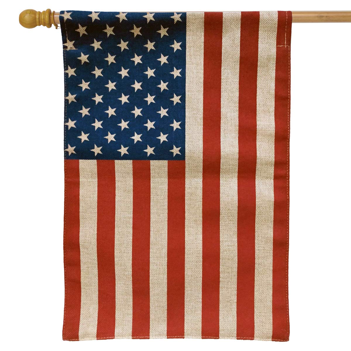 American Flag Burlap House Flag 28x40 Inch - USA Patriotic Decorative Outdoor Flag for Porch, Garden & Yard - Briarwood Lane Collection