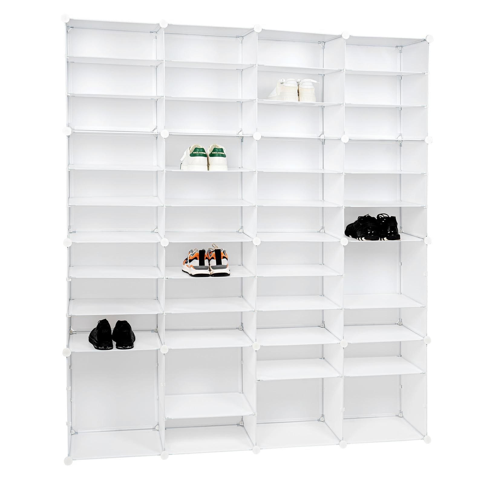 12-Tier Expandable Shoe Rack Organizer with Doors - Free Standing Stackable Shoe Storage Cabinet for Closet, Entryway & Hallway - Holds 96 Pairs of Shoes - Perfect for Small Spaces & Home Organization (White)