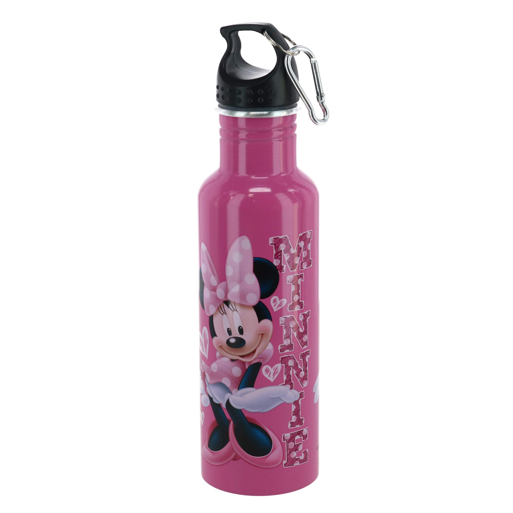 Disney Sassy Hearts Aluminum Water Bottle - 20oz Wide Mouth Insulated Pink Stainless Steel Thermos for Women Girls | Perfect for School, Gym, Hiking & Outdoor Activities