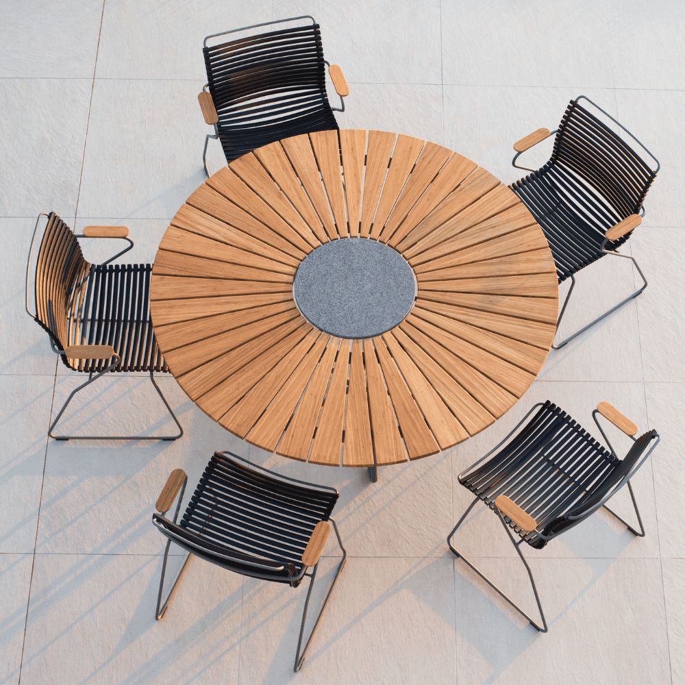 Round Outdoor Dining Table - Weatherproof Patio Furniture for Garden, Backyard, and Poolside Gatherings