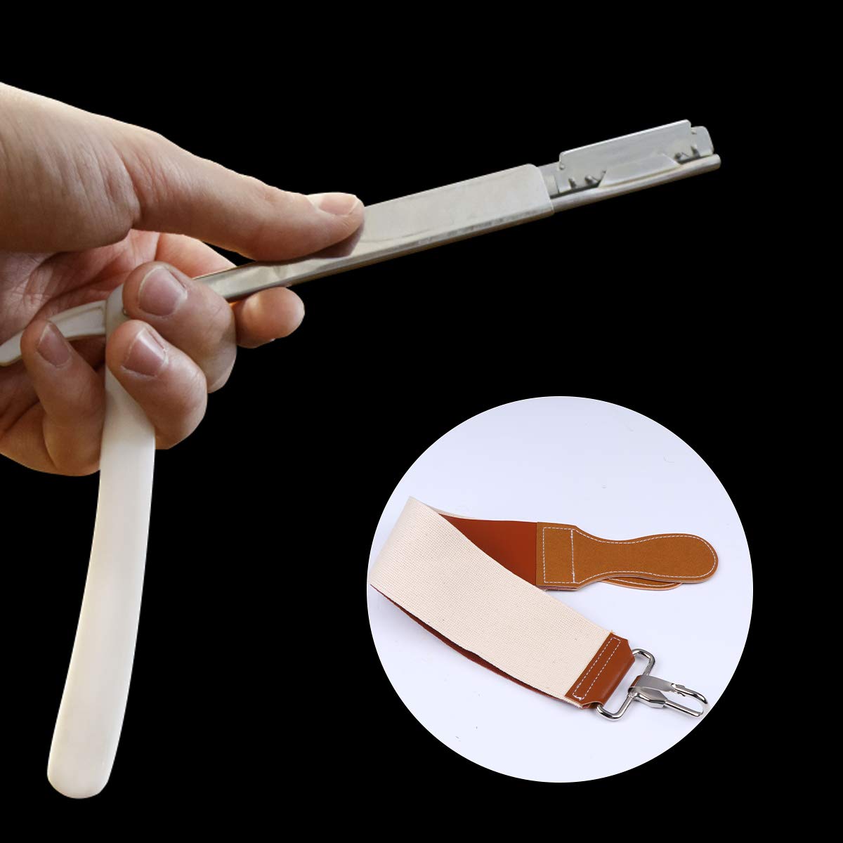 Double-Layer Leather Razor Strop for Barber & Shaving - Professional Sharpening Strap for Straight Razors & Knives - Perfect for Home & Professional Grooming