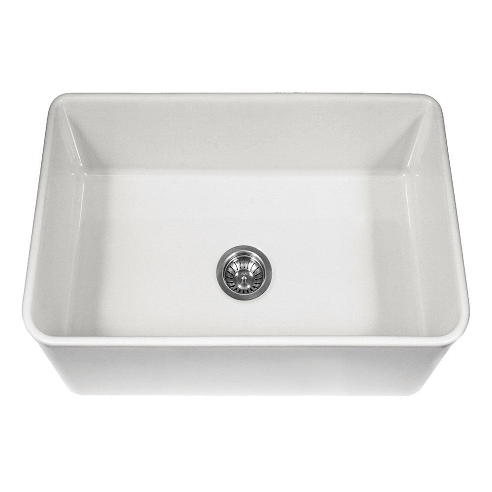 Houzer PTS 4100 Platus Series 30 Inch Apron Front Fireclay Single Bowl Kitchen Sink - Durable Farmhouse Sink for Modern & Rustic Kitchens, Perfect for Cooking & Entertaining