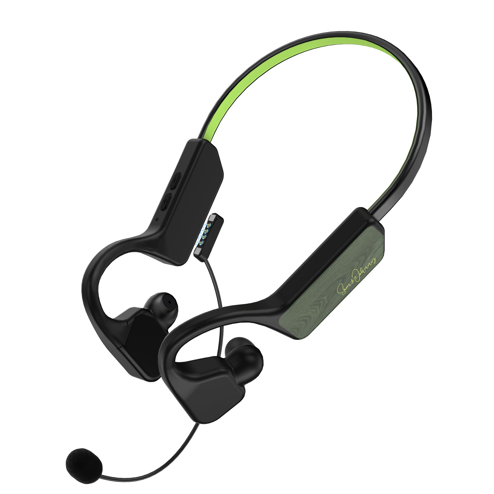 Sam&Johnny Bone Conduction Headphones - 2-in-1 Open Ear Wireless Headphones with Detachable Magnetic Mic, Bluetooth 5.2 IP56 Waterproof for Running, Cycling, Hiking | Perfect for Outdoor Sports & Workouts
