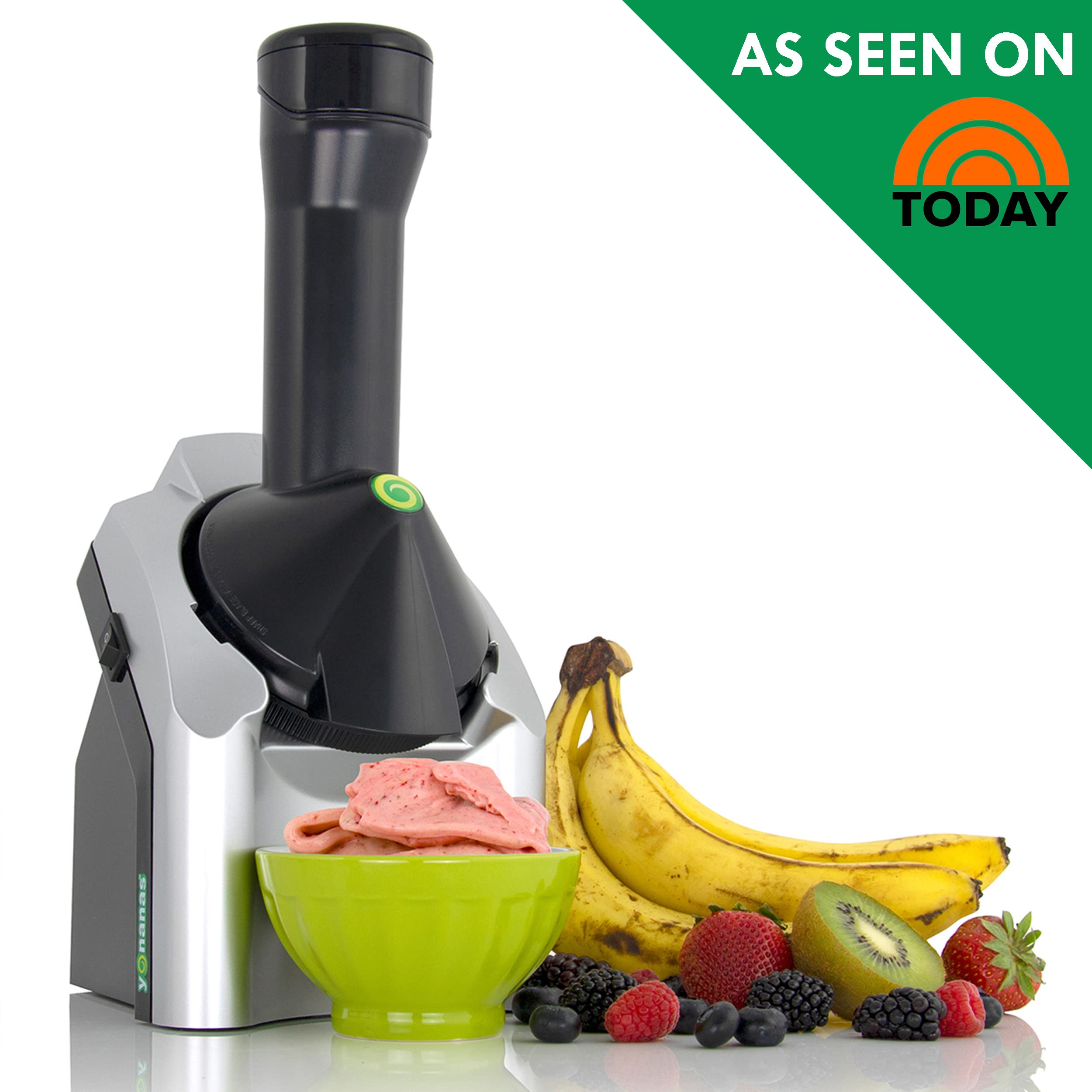 Yonanas 200-Watt Vegan Ice Cream Maker - Dairy-Free Frozen Dessert Machine with 36 Recipes, Silver | Healthy Fruit Soft Serve for Smoothies, Desserts & Kids Snacks