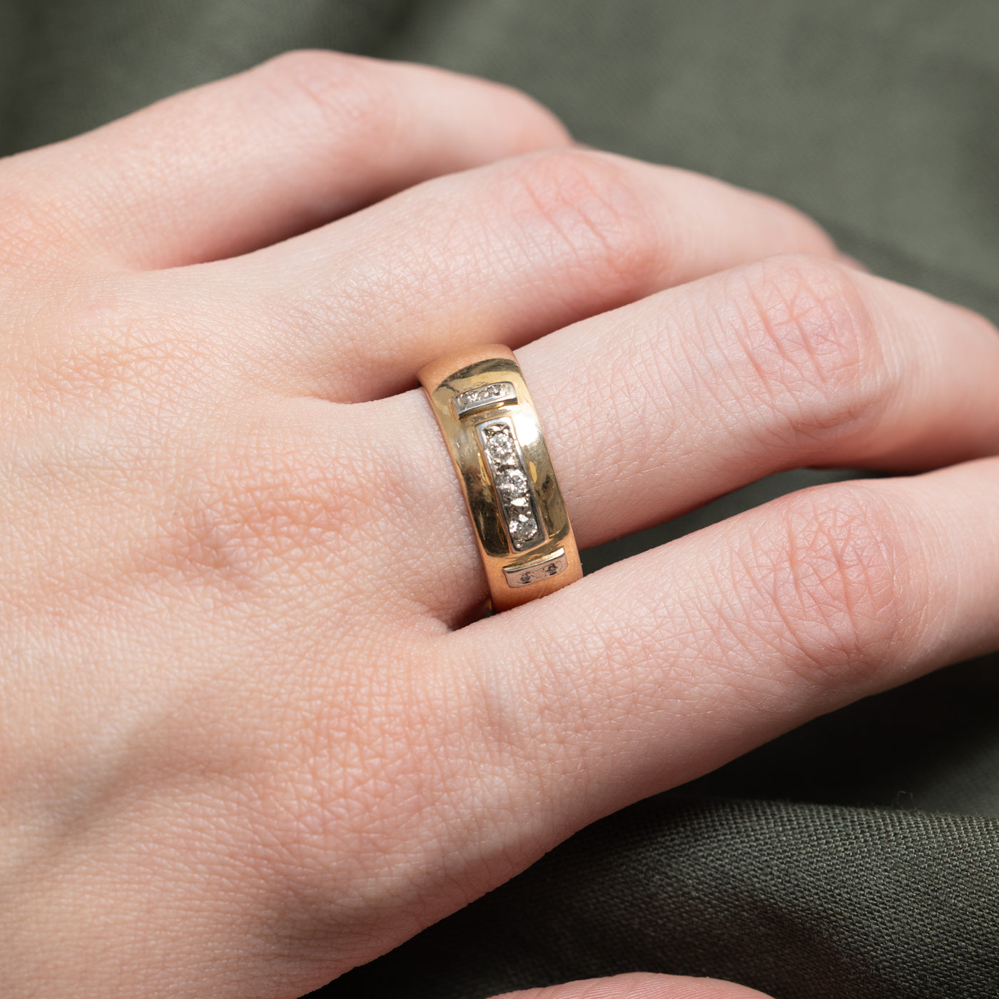 14K Gold Multi Column Diamond Band Ring - 0.15ctw Total Weight - Size 9.25 - Elegant Wedding Band, Anniversary Gift for Her, Everyday Luxury Jewelry