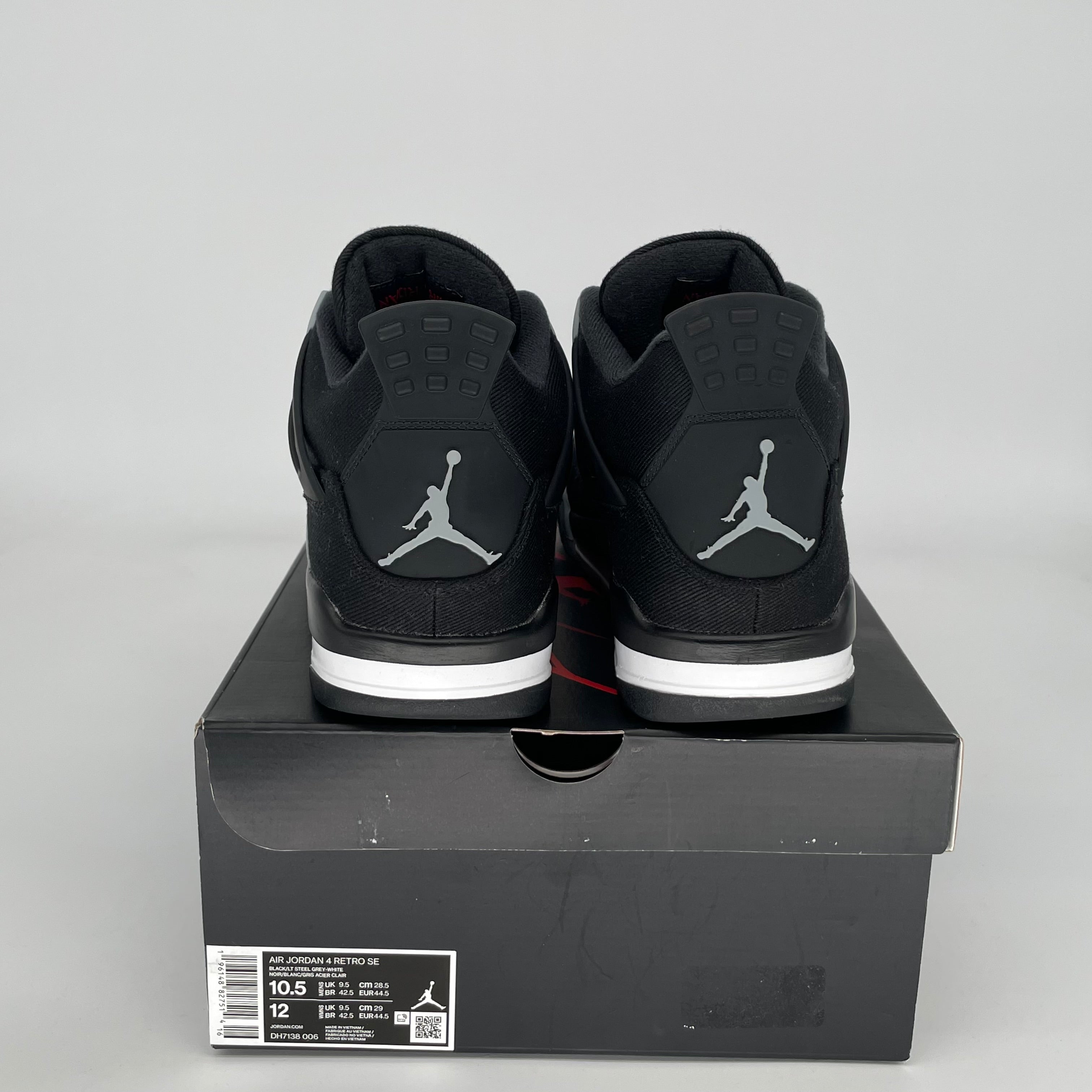 AIR JORDAN 4 BLACK CANVAS Men's Basketball Shoes Size 10.5 DH7138-006 - Perfect for Streetwear, Sneaker Collection & Casual Outfits