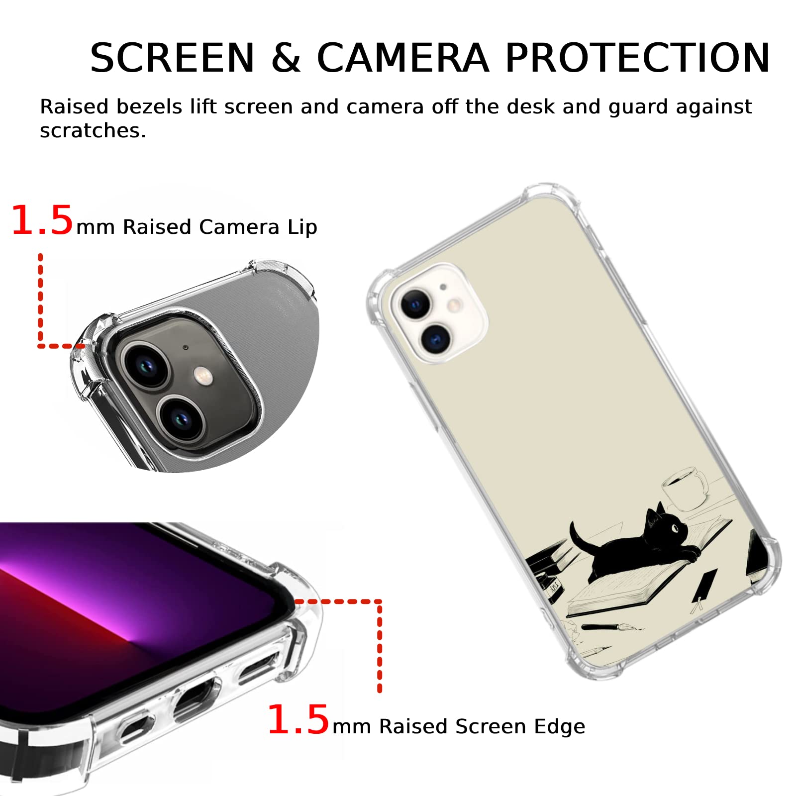 Stylish Black Cat & Books iPhone 11 Case - Cute TPU Bumper Phone Cover for Women & Men - Perfect for Book Lovers & Cat Enthusiasts - Ideal for Daily Use, School & Office