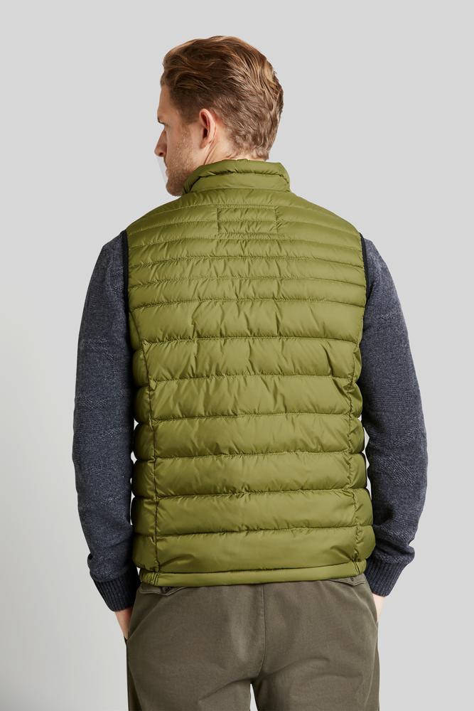 Bugatti Men's Quilted Zip-Up Vest in Moss Green - Lightweight Warm Jacket for Outdoor Hiking, Camping & Casual Wear