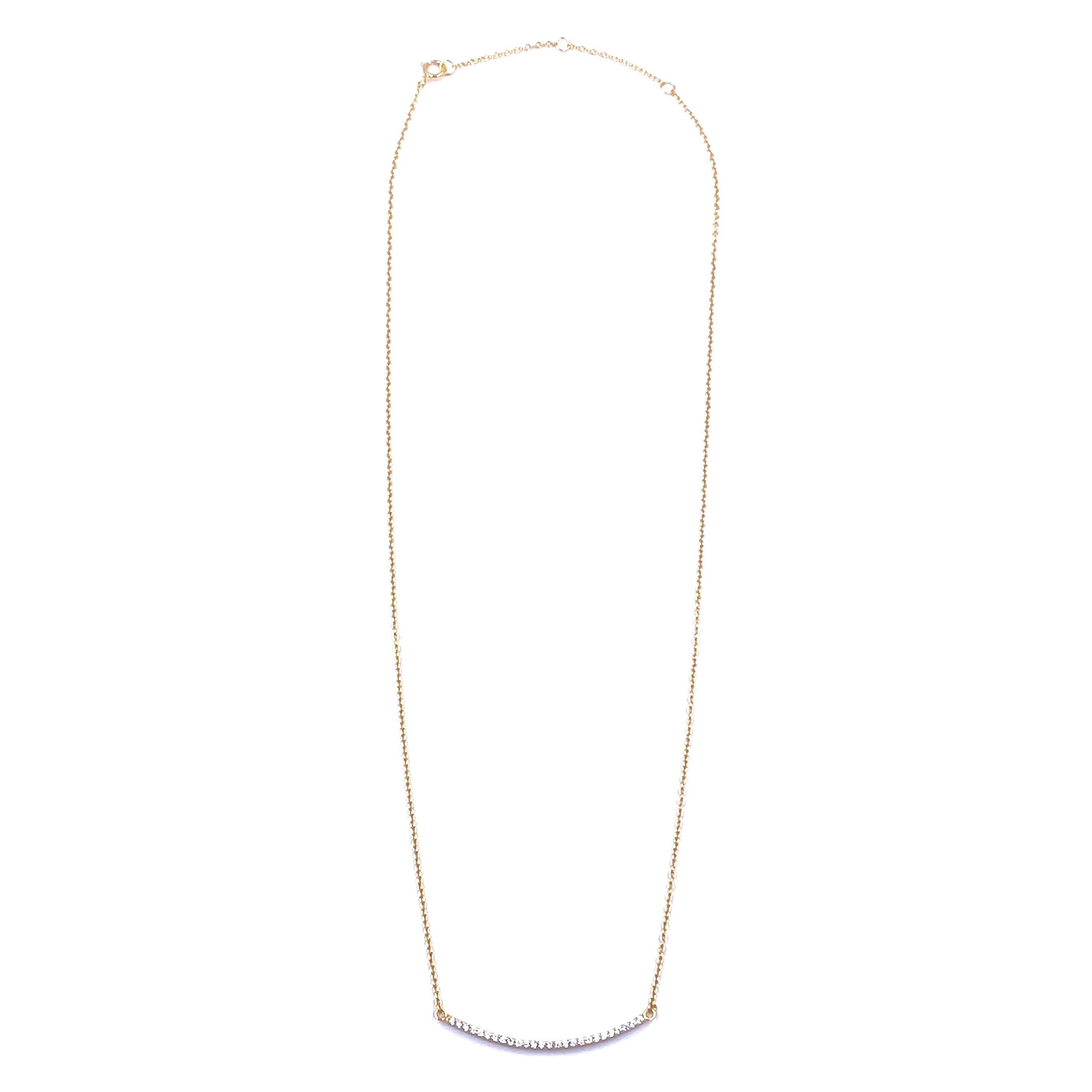 Ashley Gold Sterling Silver Curved CZ Bar Necklace for Women - Elegant Layering Jewelry for Date Night & Special Occasions