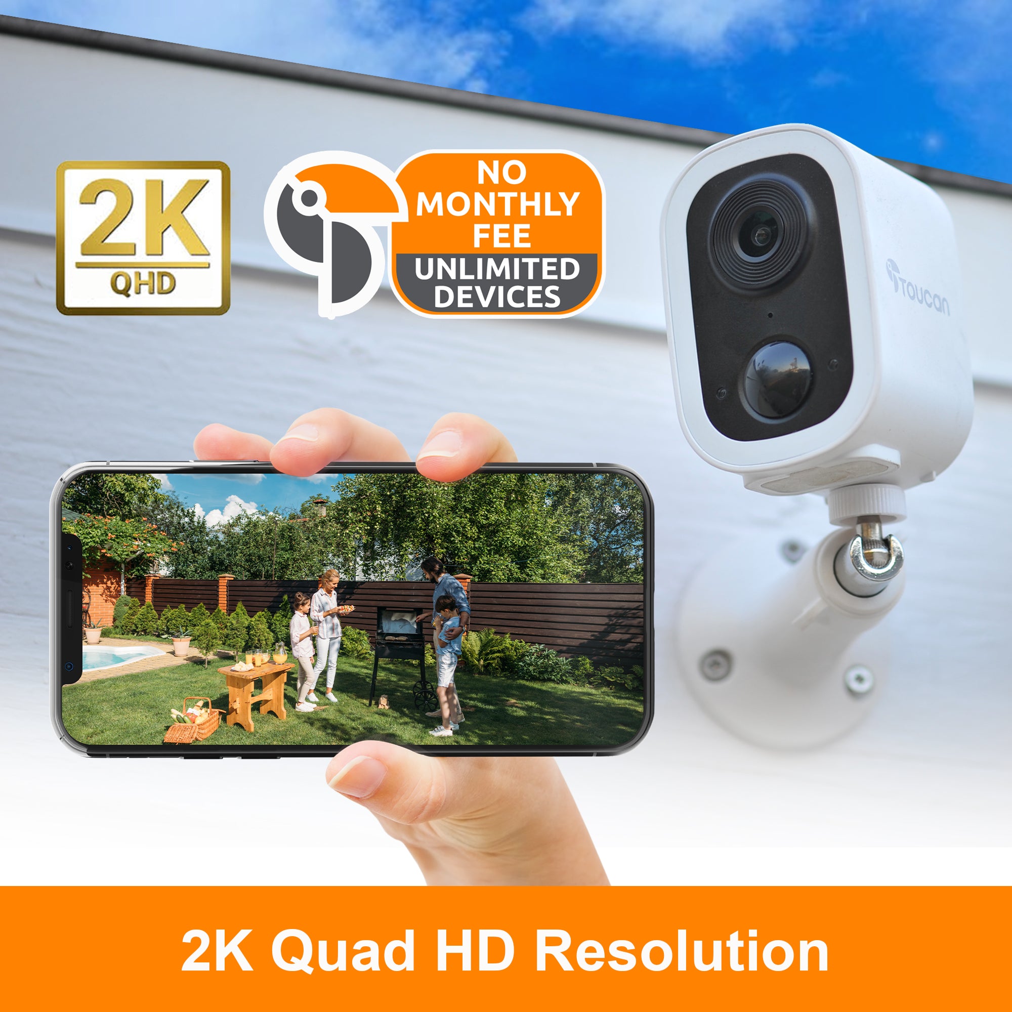 Toucan Wireless Security Camera S4 3 Pack - Outdoor/Indoor 1080p HD WiFi Surveillance System with Night Vision & Motion Detection - Ideal for Home, Office, and Business Security Monitoring