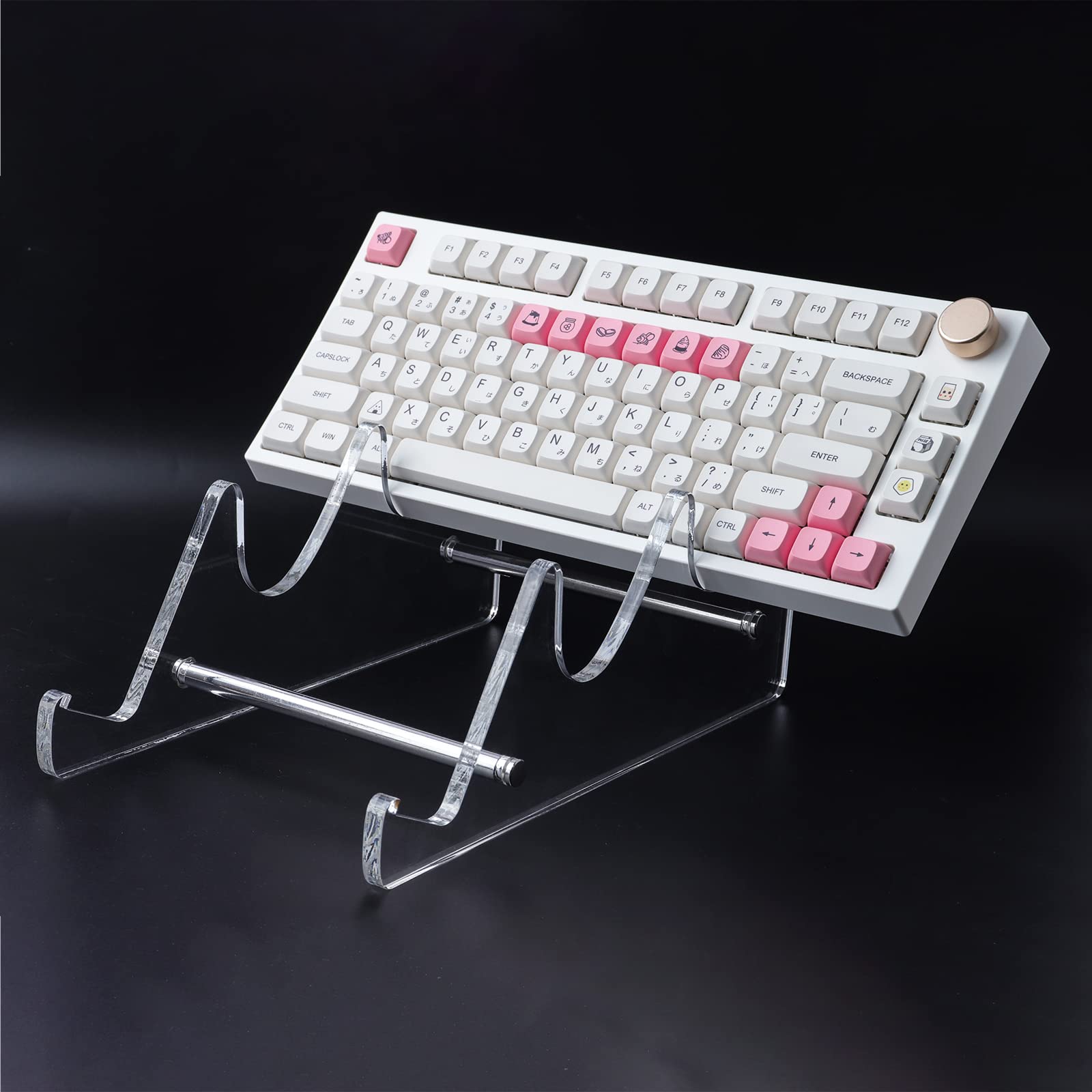 Hyekit 3-Tier Mechanical Keyboard Stand - Premium Clear Acrylic Display Rack for Gaming Keyboards - Perfect for Desk Organization & Streamer Setups