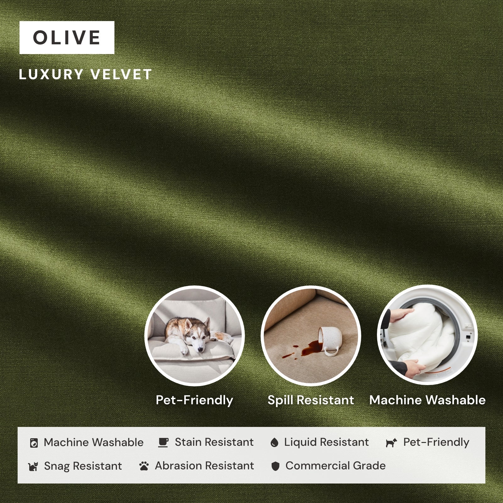 Premium Olive Green Modular 3-Seater Sectional Sofa - Luxe Fabric Blend for Living Room, Lounge & Family Room Comfort