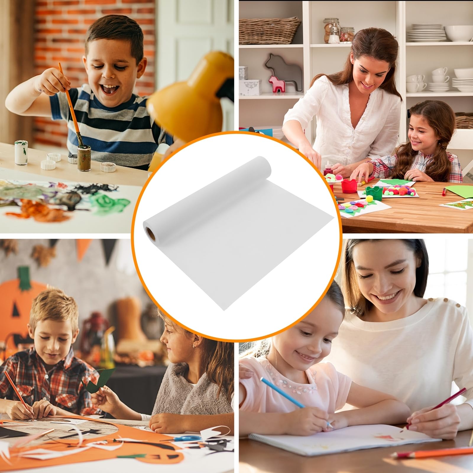 2 Rolls White Drawing Paper for Kids - Easel Paper Pad for Painting Practice, Sketching & Art Projects - Blank Sketch Paper, Rice Paper Replacement - Ideal for Toddlers, Classroom & Home Art Activities