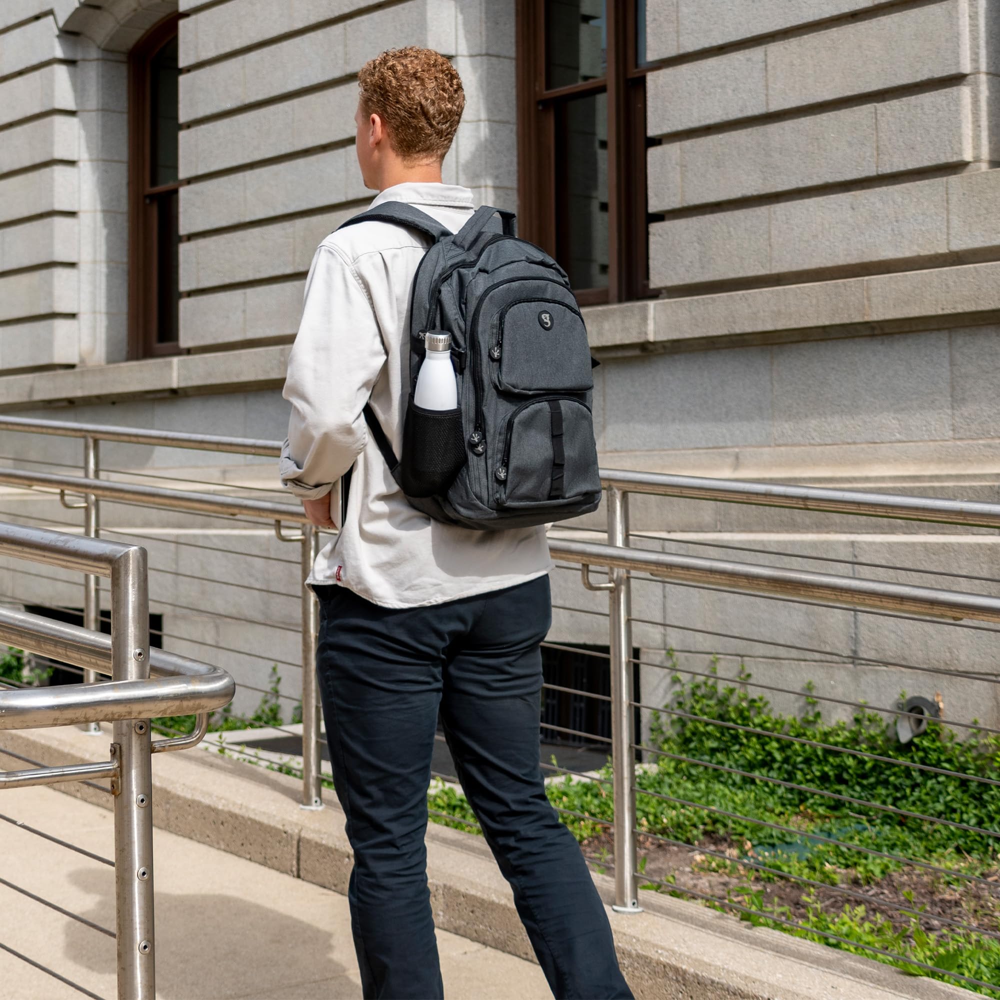 Geckobrands Endurance Backpack - Durable Laptop Backpack for Work & Travel, Water-Resistant, 17.3 Inch Laptop Compartment (Grunge Rose) - Perfect for Office, Commuting & Business Trips