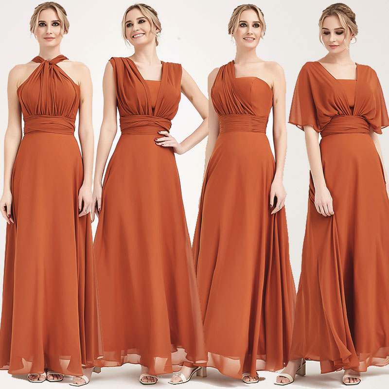 Elegant Convertible Chiffon Bridesmaid Dress - Wrap Style Sage Green Maxi Gown for Weddings, Parties & Formal Events