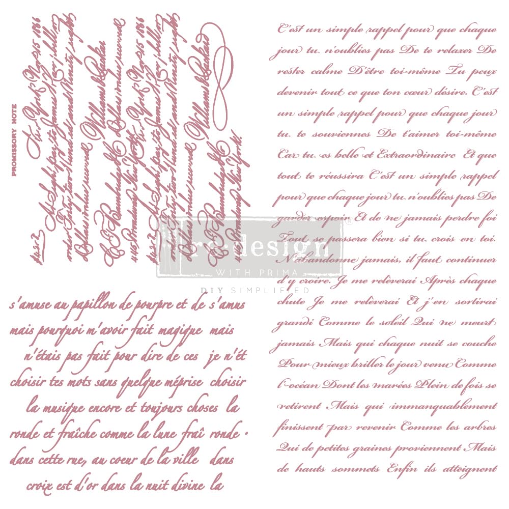 Vintage Script Clear-Cling Stamps for Wall Art & Furniture - DIY Decorative Stickers for Nightstand, Vanity Table, Desk & Home Décor | Easy Removable Wall Paint Transfer for Bedroom, Office & Craft Projects