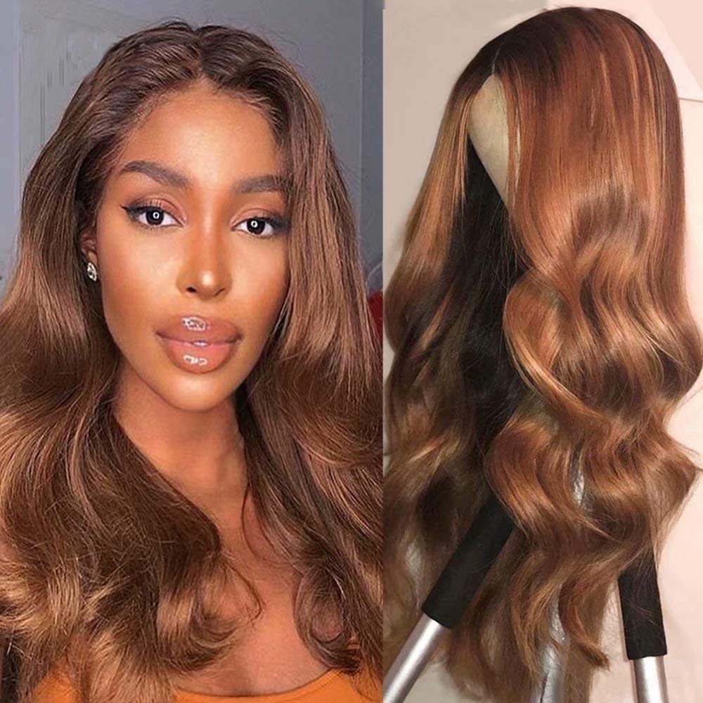 Brazilian Remy Human Hair Wig 18 Inch - Body Wave Invisible Lace Front with Pre-Plucked Baby Hair - 150% Density Brown Color for Black Women | Perfect for Daily Wear, Special Occasions & Protective Styling