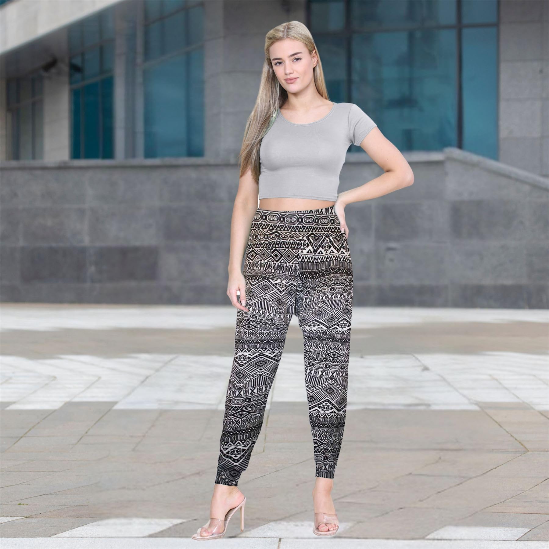 Janisramone® Women's Printed Alibaba Harem Pants | Trendy & Lightweight Boho Pants for Women - Casual, Comfortable & Stylish for Yoga, Travel, and Lounge Wear