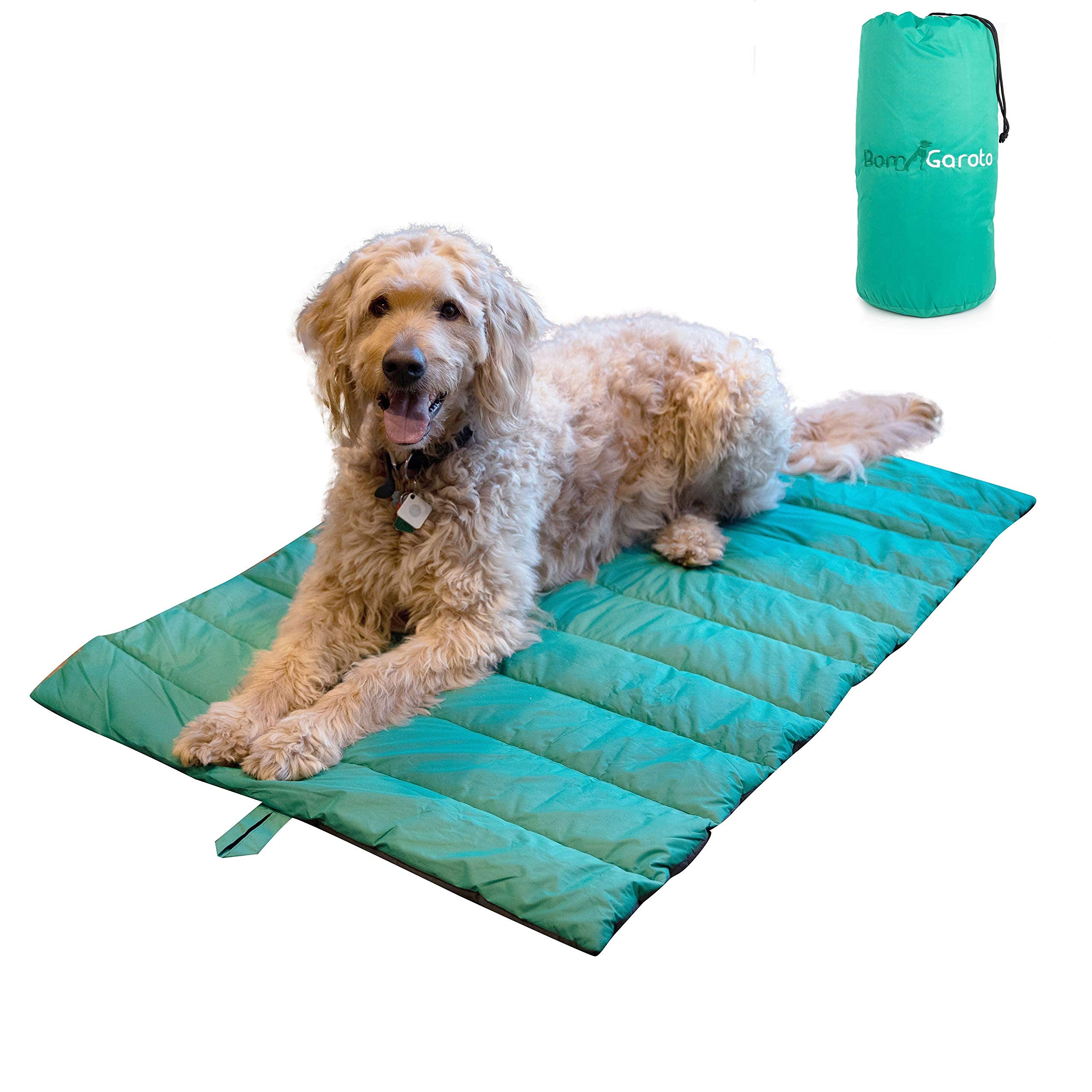 Bom Garoto Waterproof Portable Pet Mat - 46.5 x 33 Inch Dog Bed & Cat Mat for Crate, Cage, Travel, Camping | Soft Washable Pet Bed for Small, Medium & Large Dogs with Carry Storage Bag | Perfect for Home, Car, Outdoor & Fireplace Use