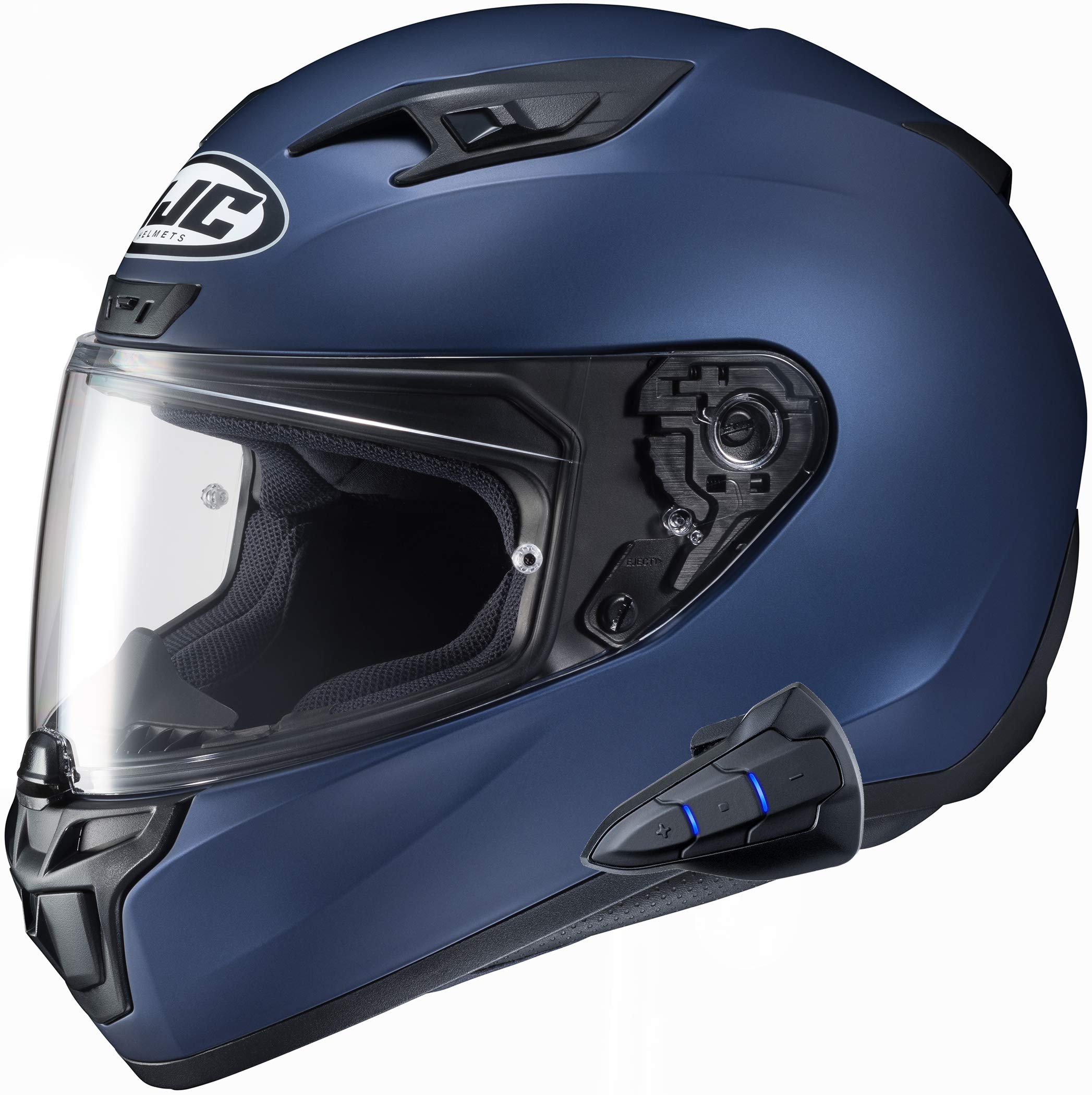 HJC i10 Full Face Motorcycle Helmet - Snell 2020 Certified with Sena Smart HJC Bluetooth Headset - SF Metallic Blue - Medium Size - Perfect for Street Riding & Commuting