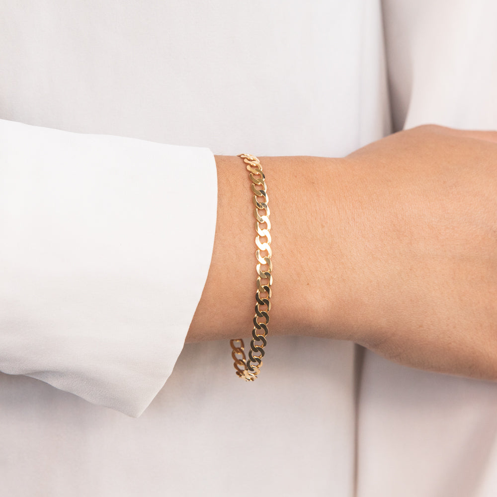 9ct Yellow Gold 21cm Curb Chain Bracelet for Women - Elegant Jewelry Gift for Birthday, Anniversary & Special Occasions