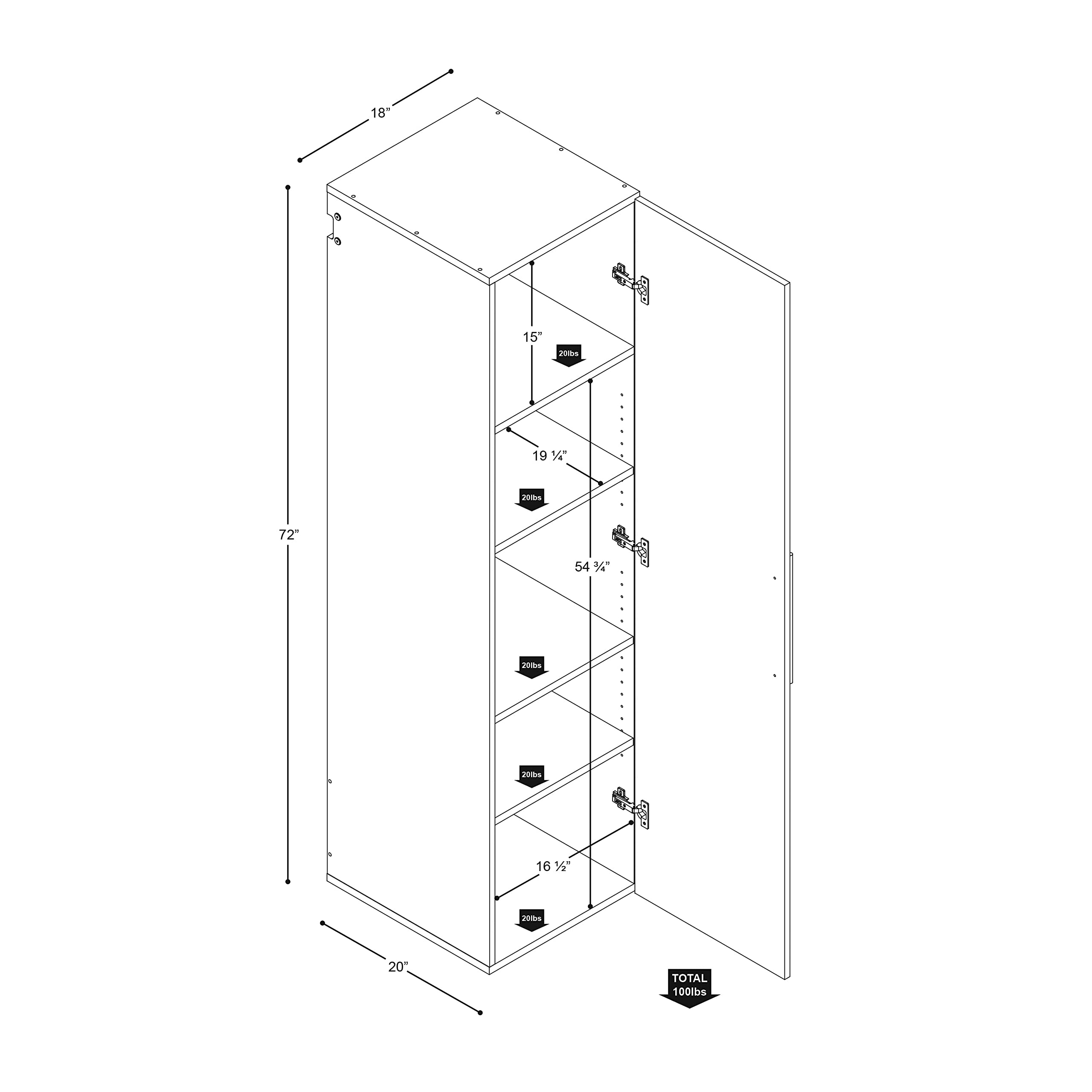 Prepac Black Wall Mounted Garage Storage Cabinet - 18